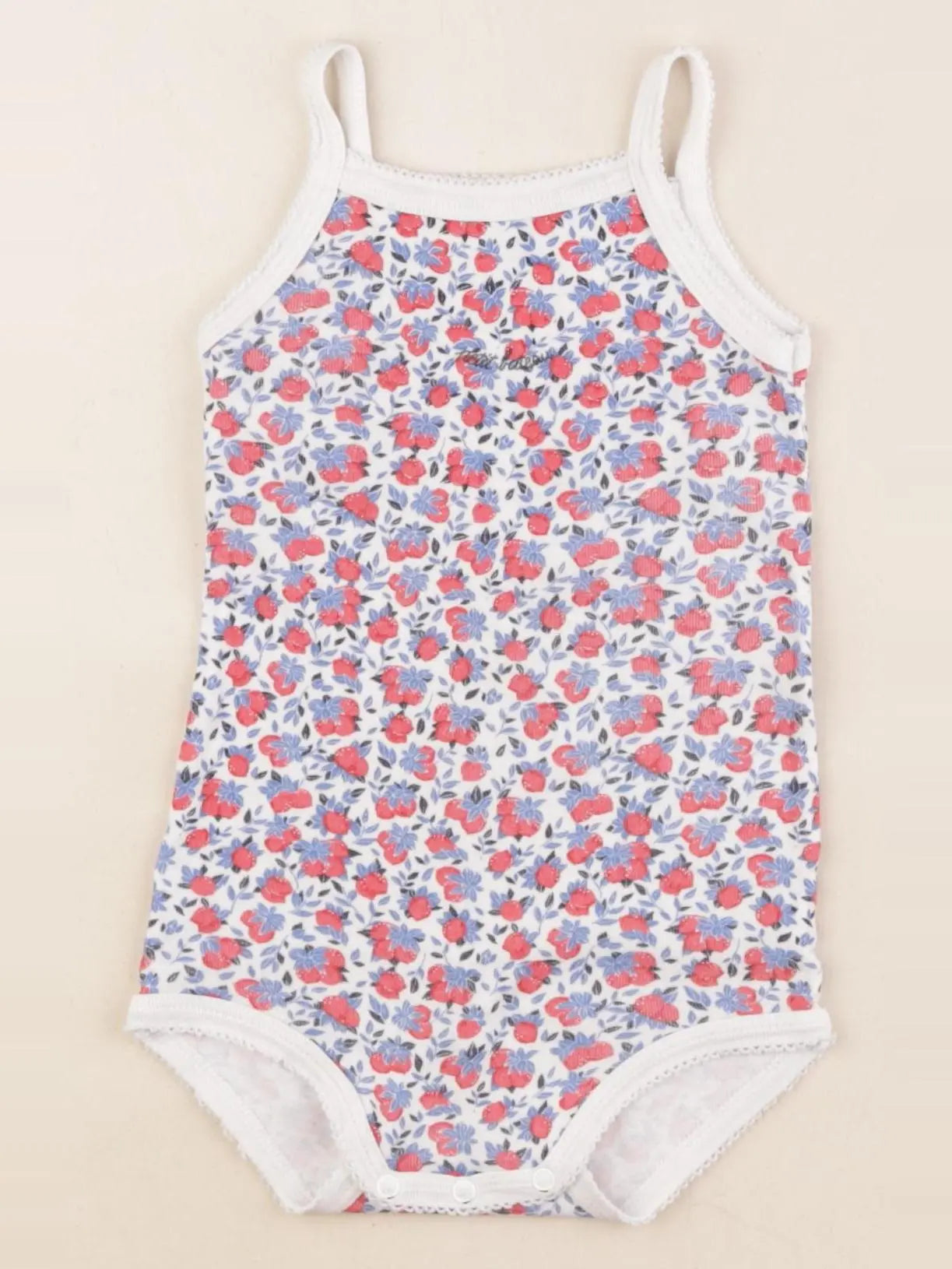 Petit Bateau - body bleu, rouge - 1 an