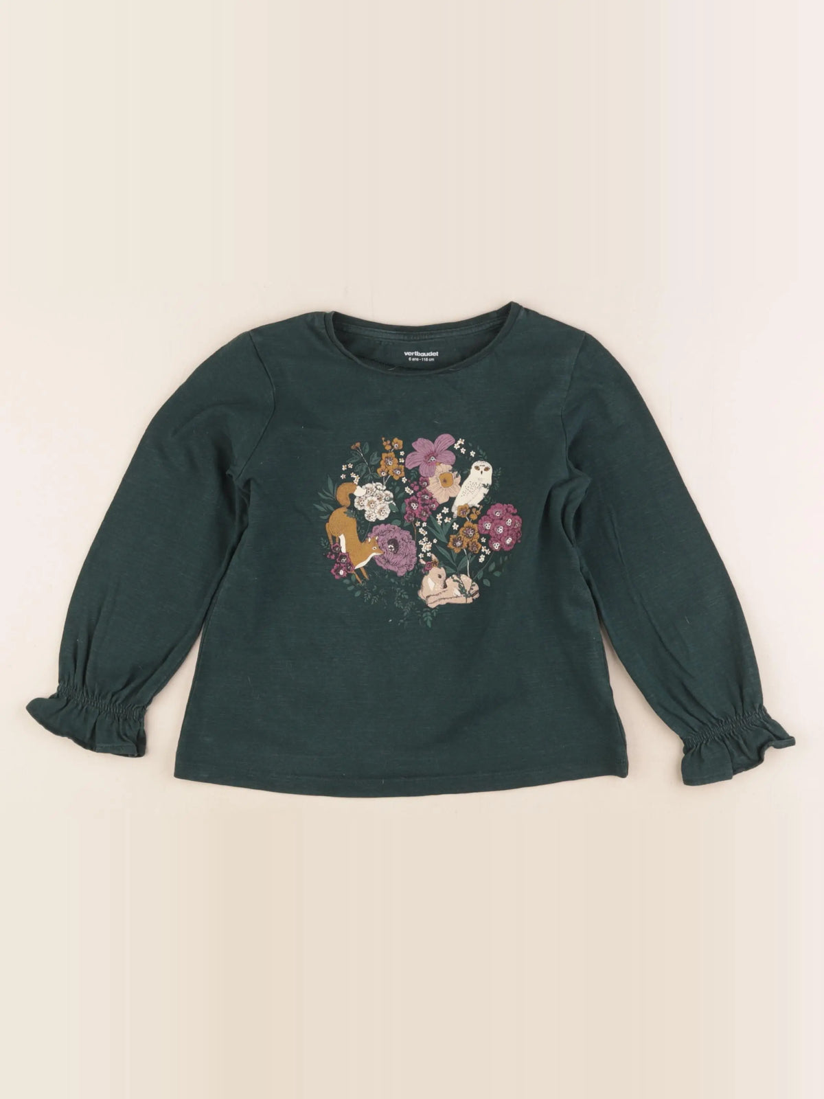 Vertbaudet - tee-shirt vert, or - 6 ans