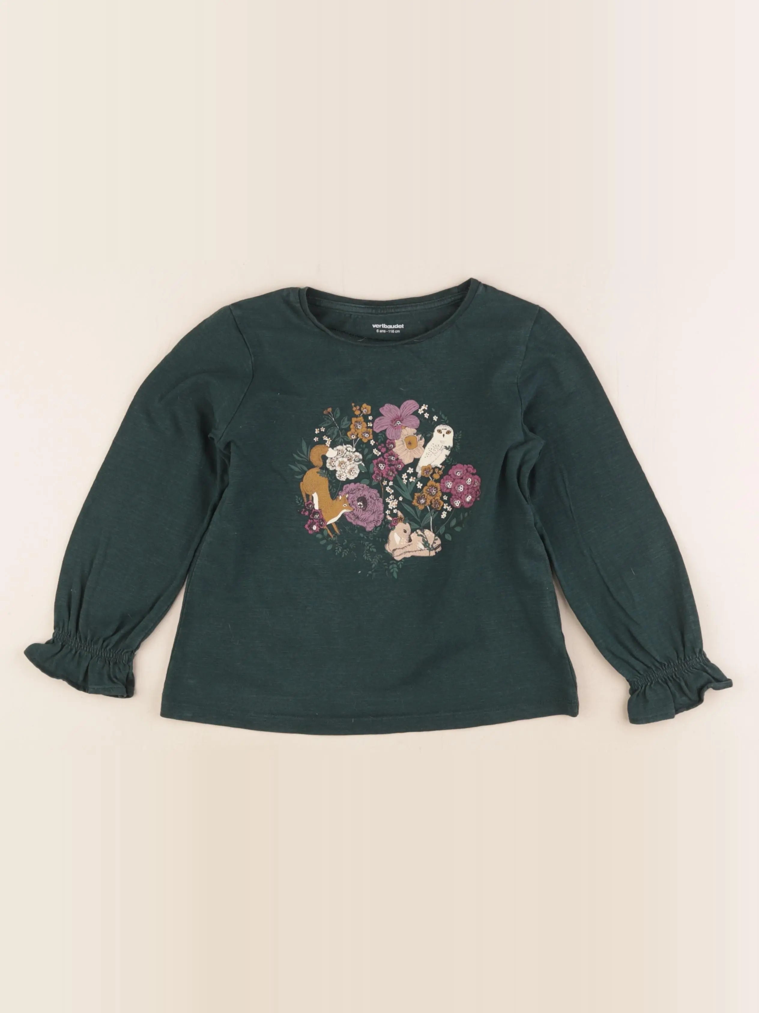 Vertbaudet - tee-shirt vert, or - 6 ans