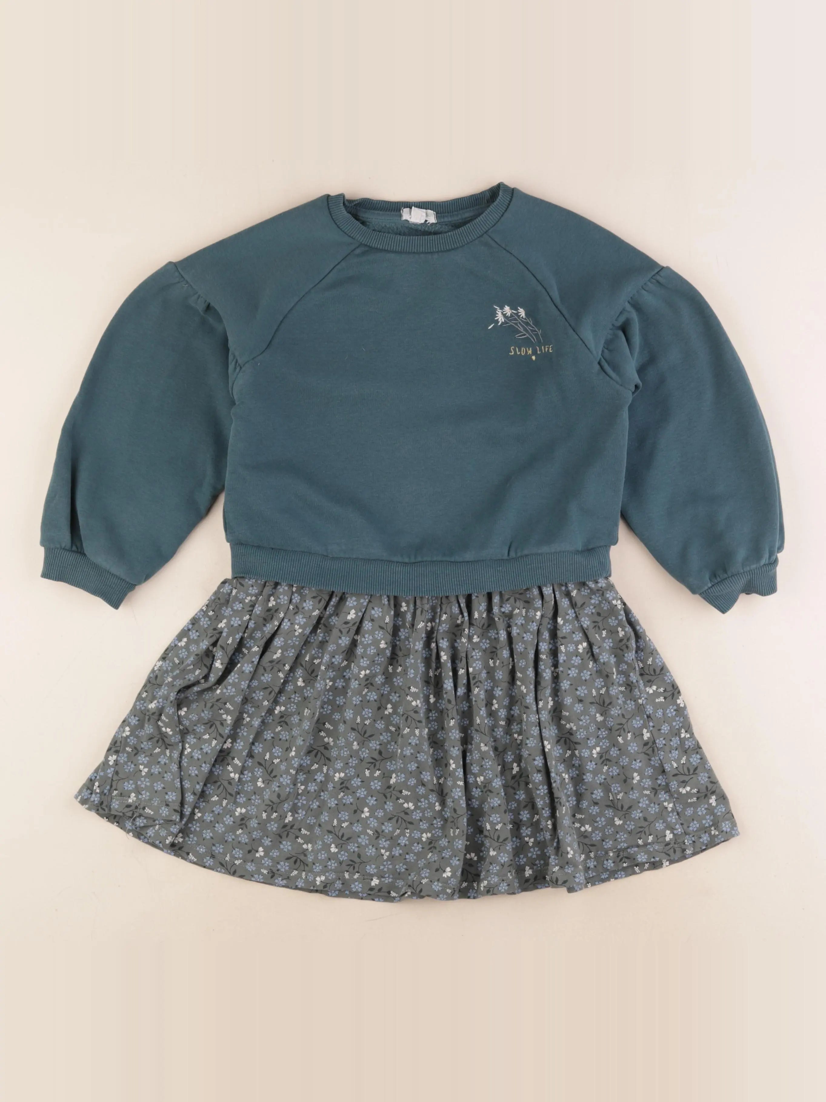 Vertbaudet - robe or, bleu - 6 ans