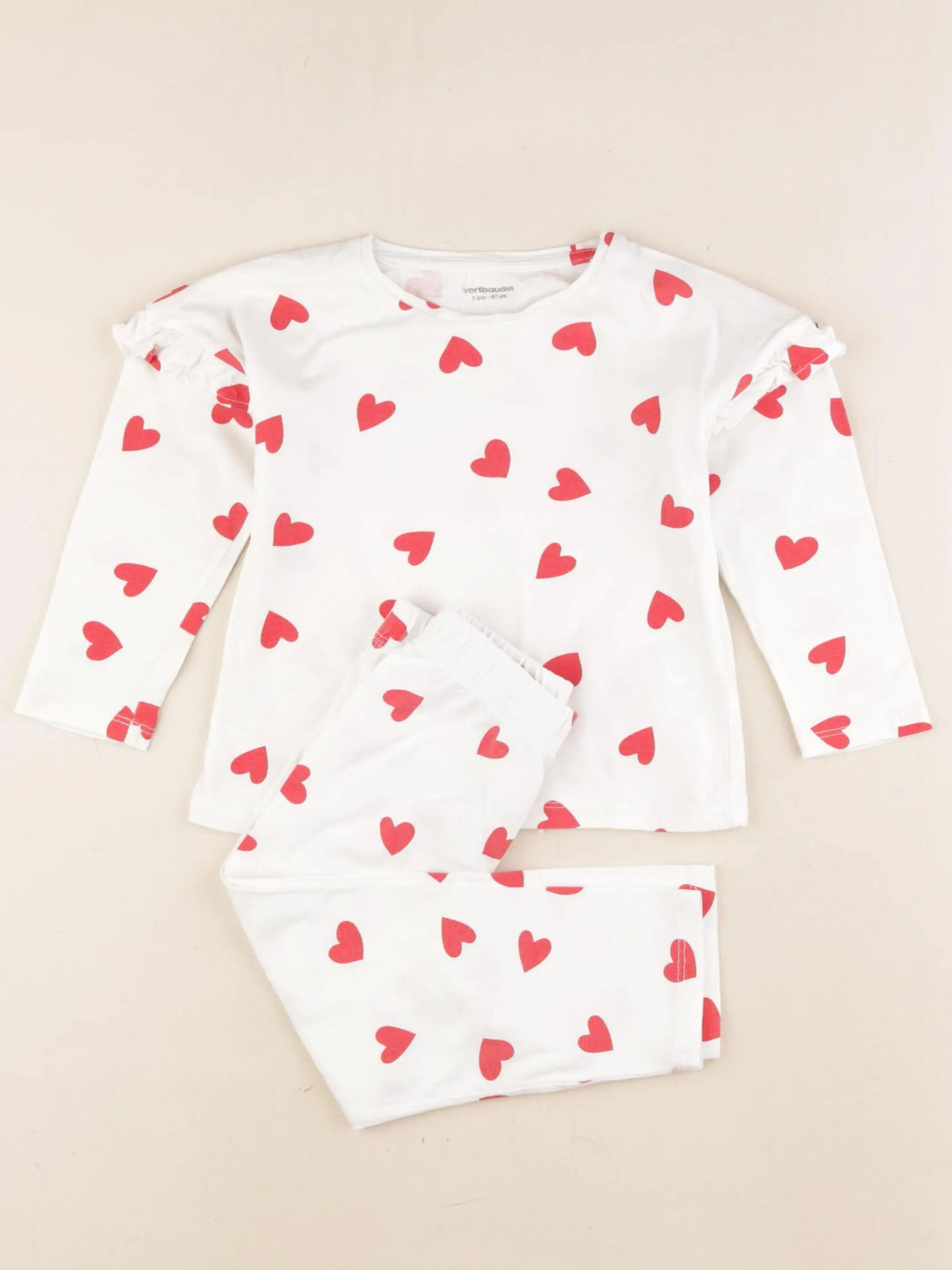 Vertbaudet - pyjama coton blanc, rouge - 3 ans