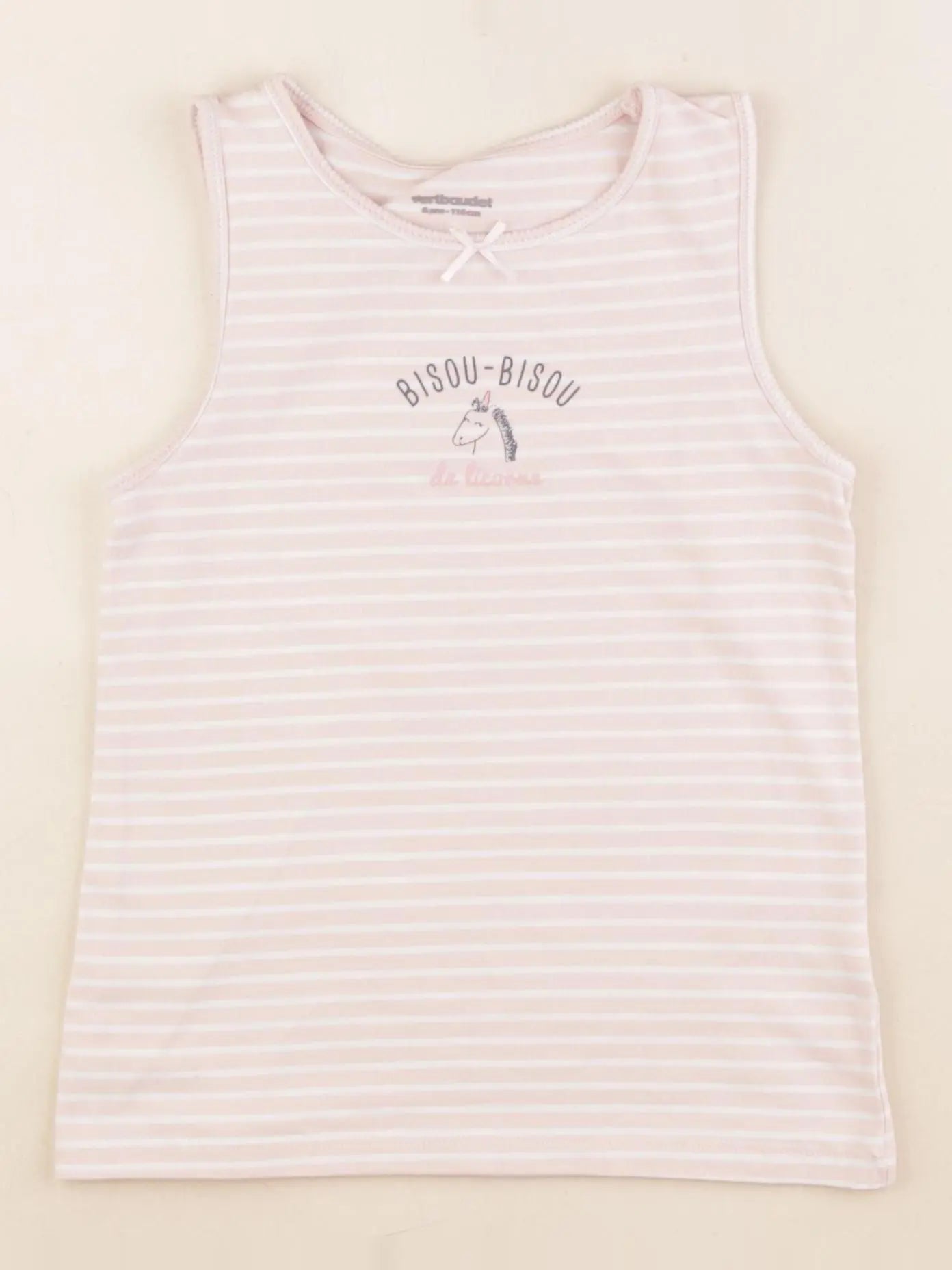 Vertbaudet - maillot de corps blanc, rose - 6 ans
