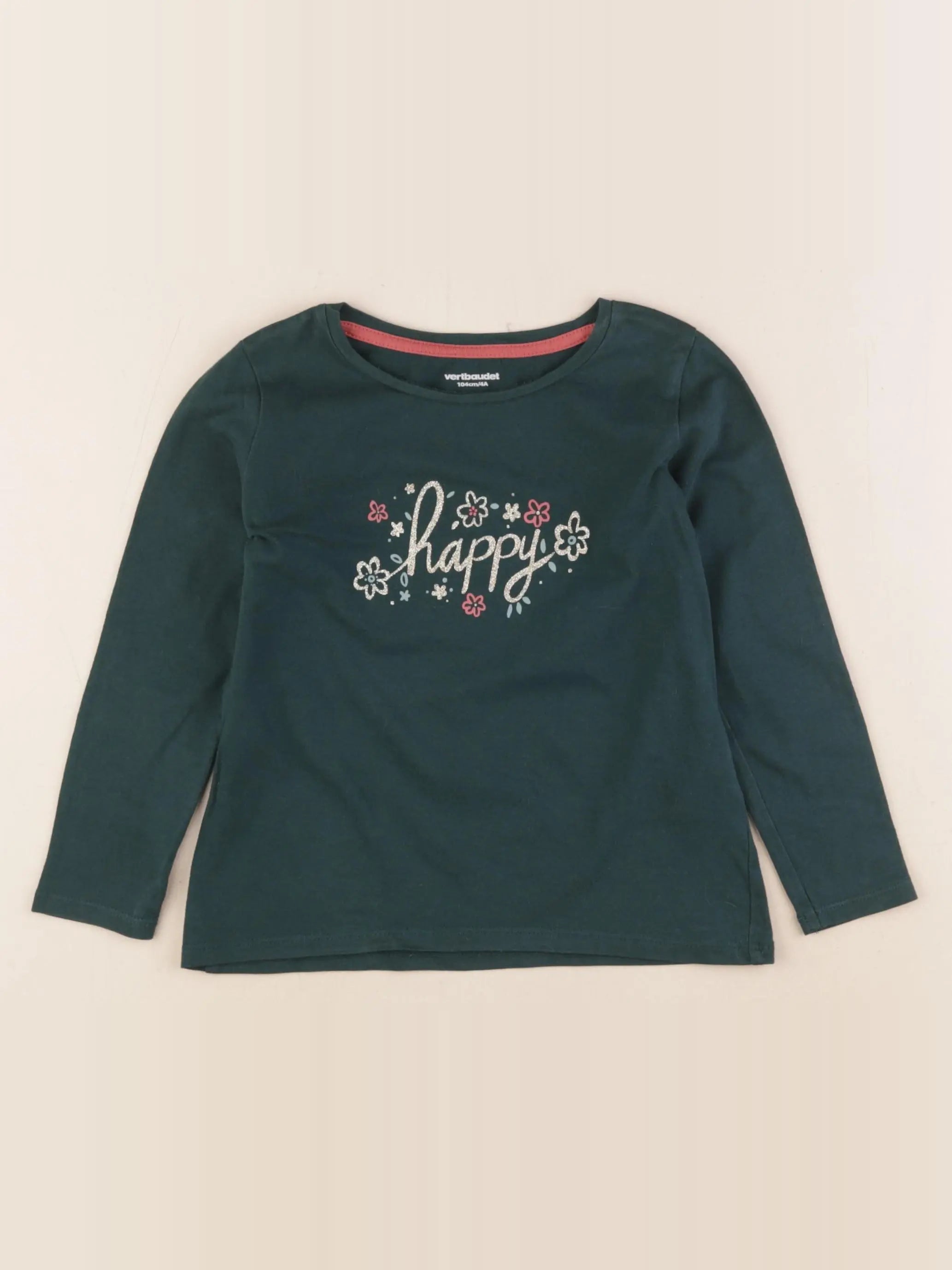Vertbaudet - tee-shirt or, vert - 4 ans