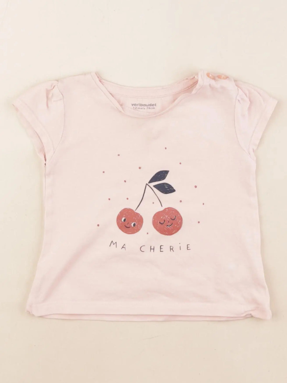 Vertbaudet - tee-shirt rose - 12 mois