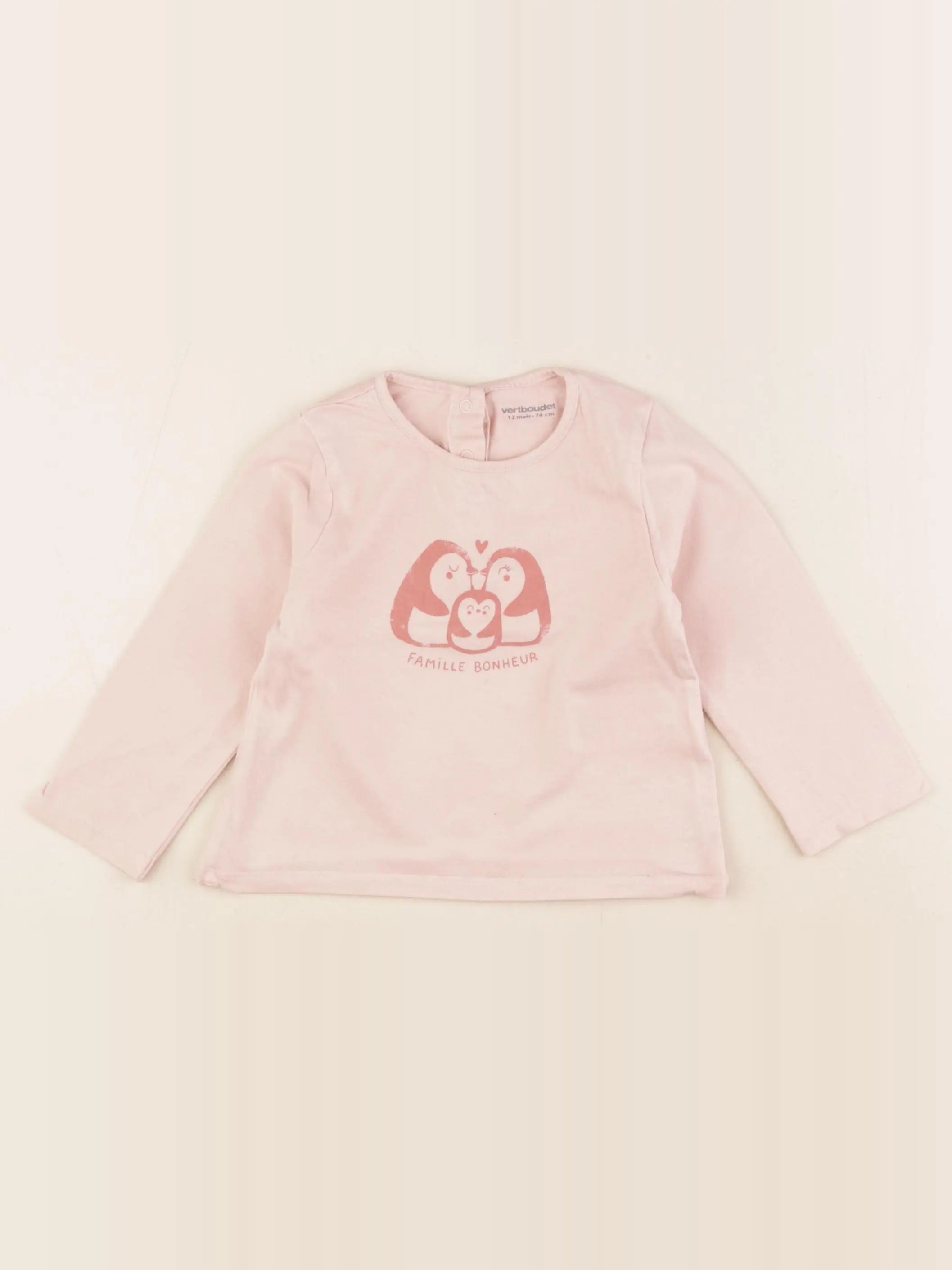 Vertbaudet - tee-shirt rose - 12 mois