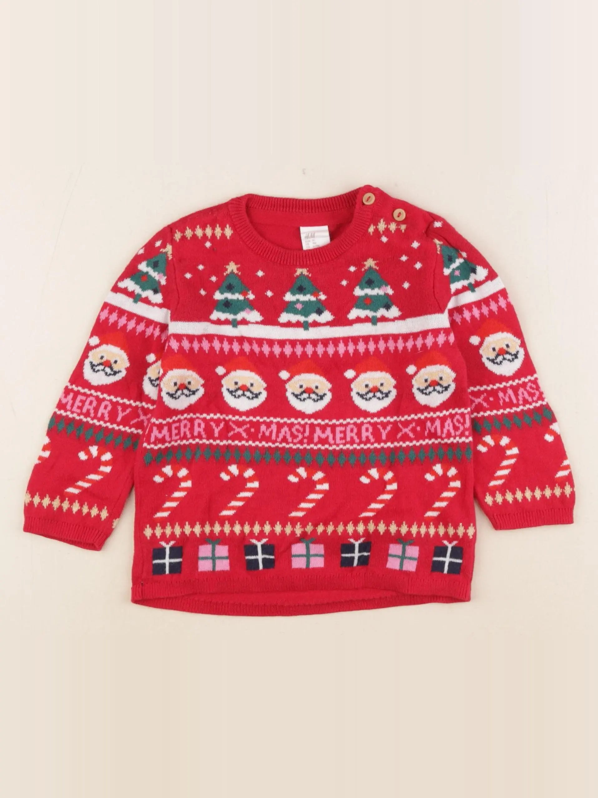 H&M - pull rouge - 6/9 mois