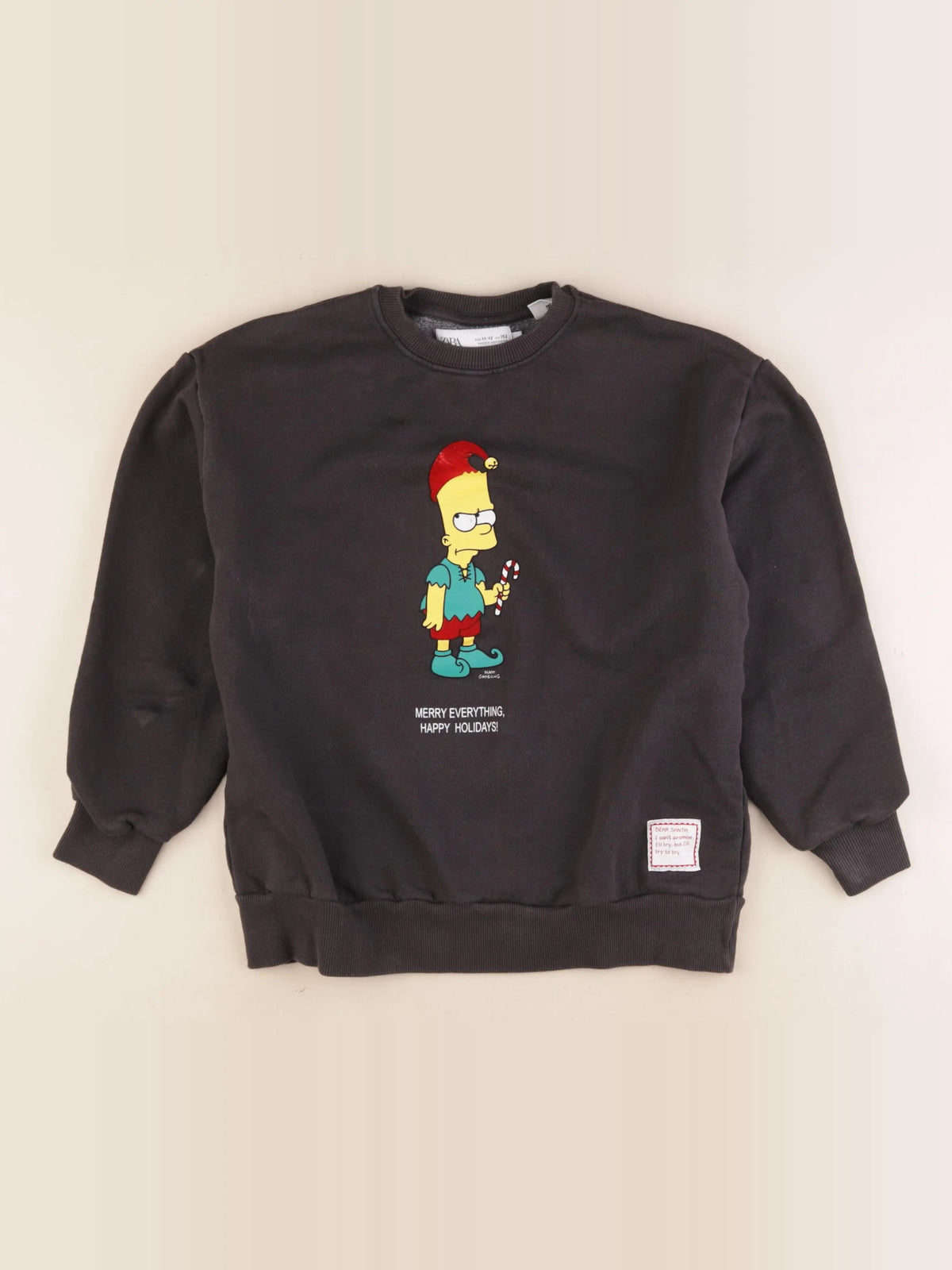Zara - sweat imprimé au dos gris - 11/12 ans
