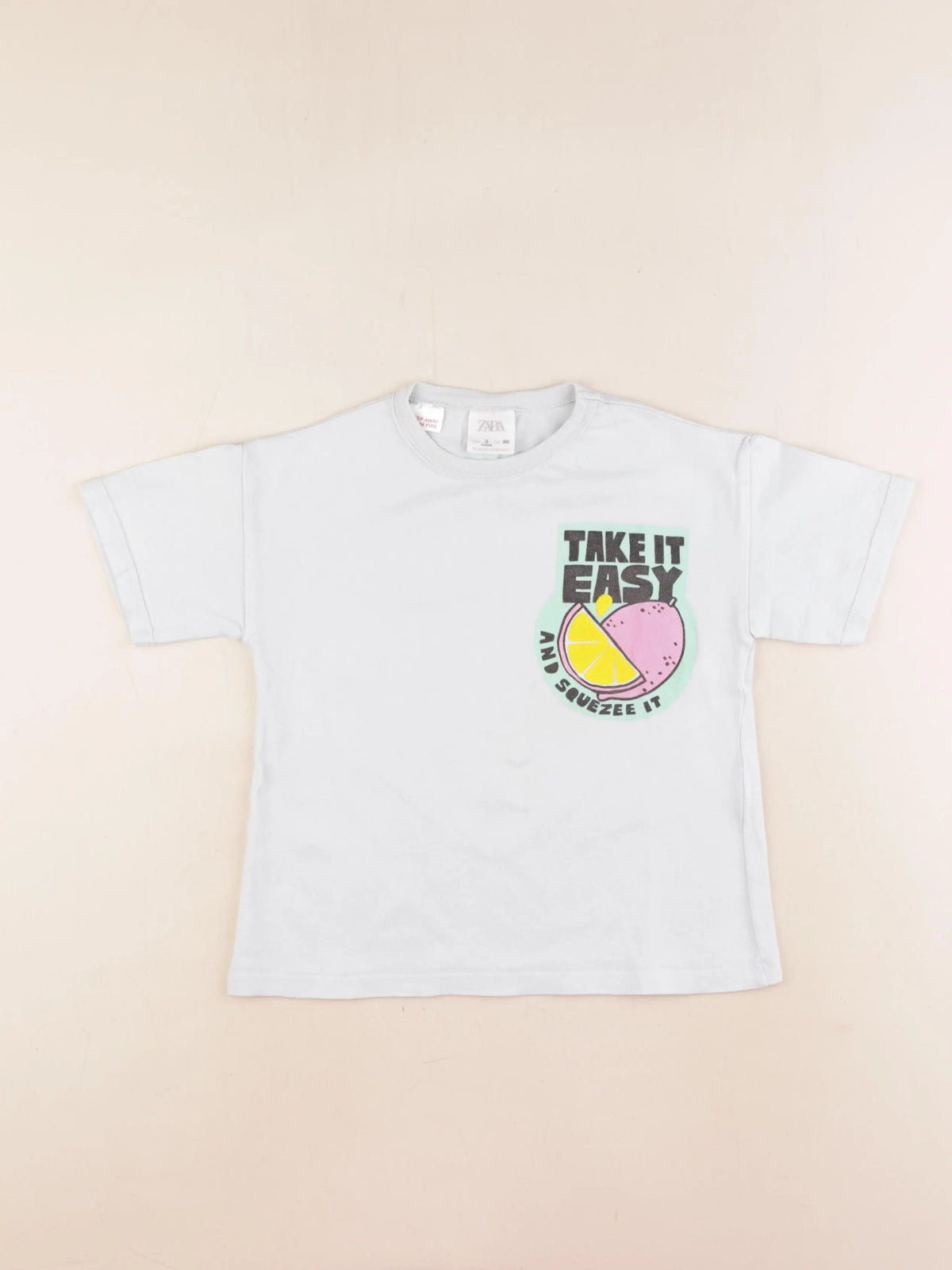 Zara - tee-shirt imprimé au dos bleu - 3 ans