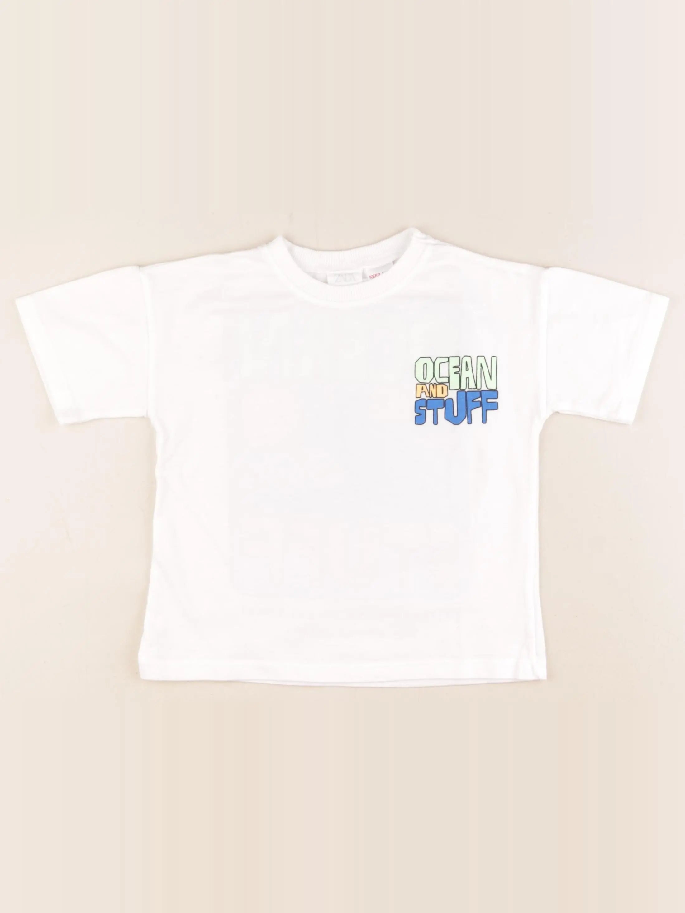 Zara - tee-shirt imprimé au dos blanc - 3 ans