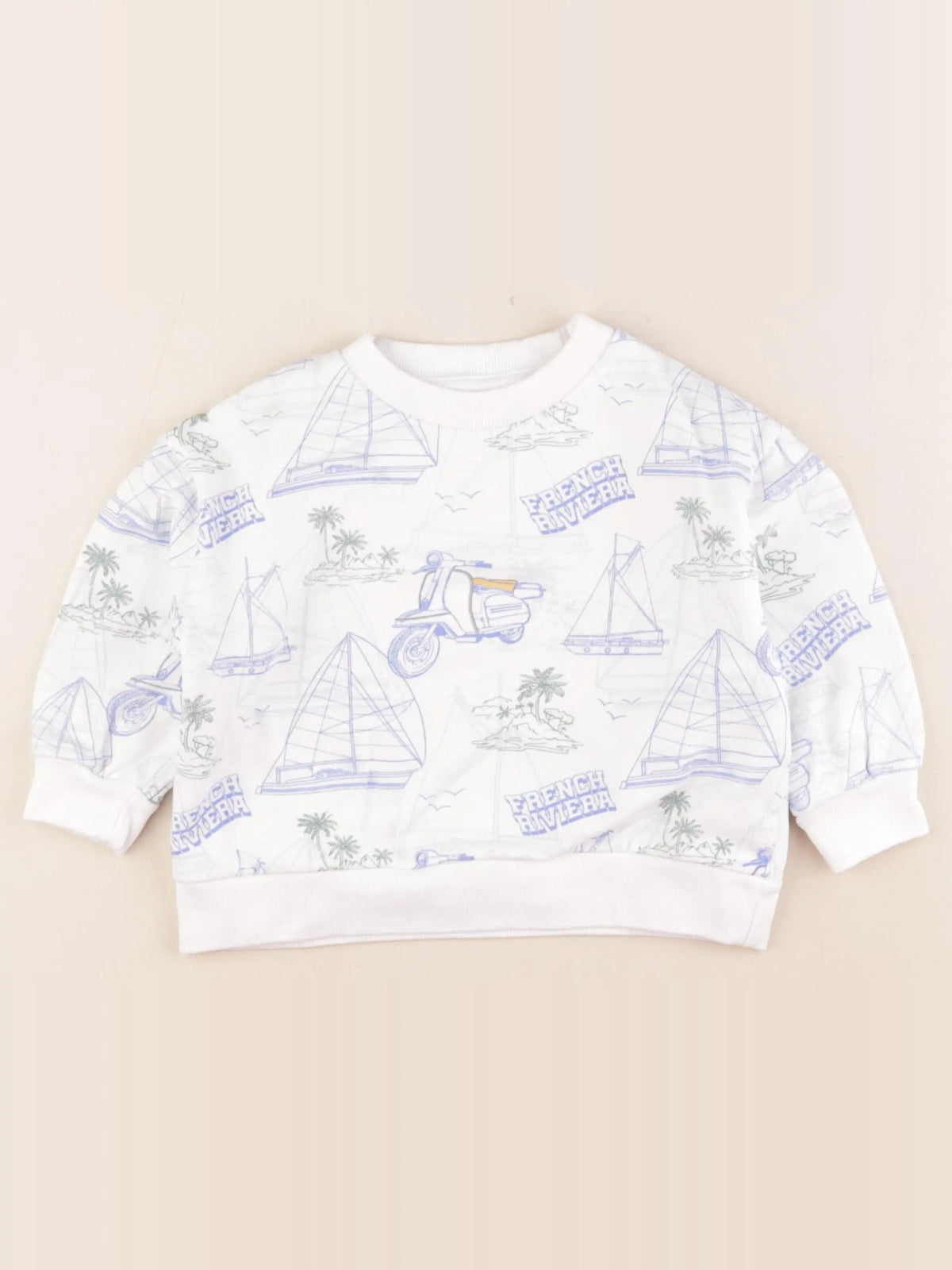 Vertbaudet - sweat bleu, blanc - 3 ans