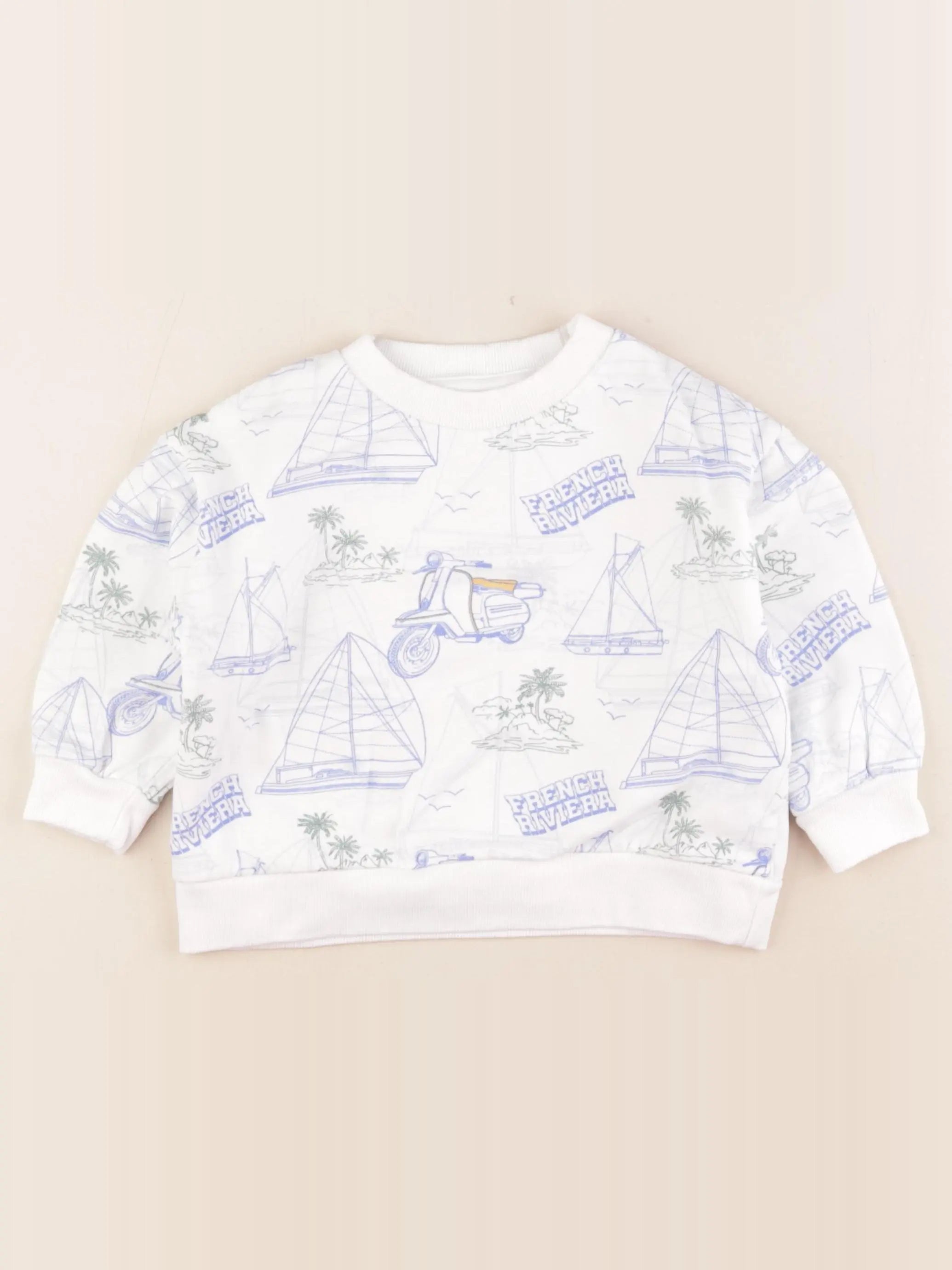 Vertbaudet - sweat bleu, blanc - 3 ans