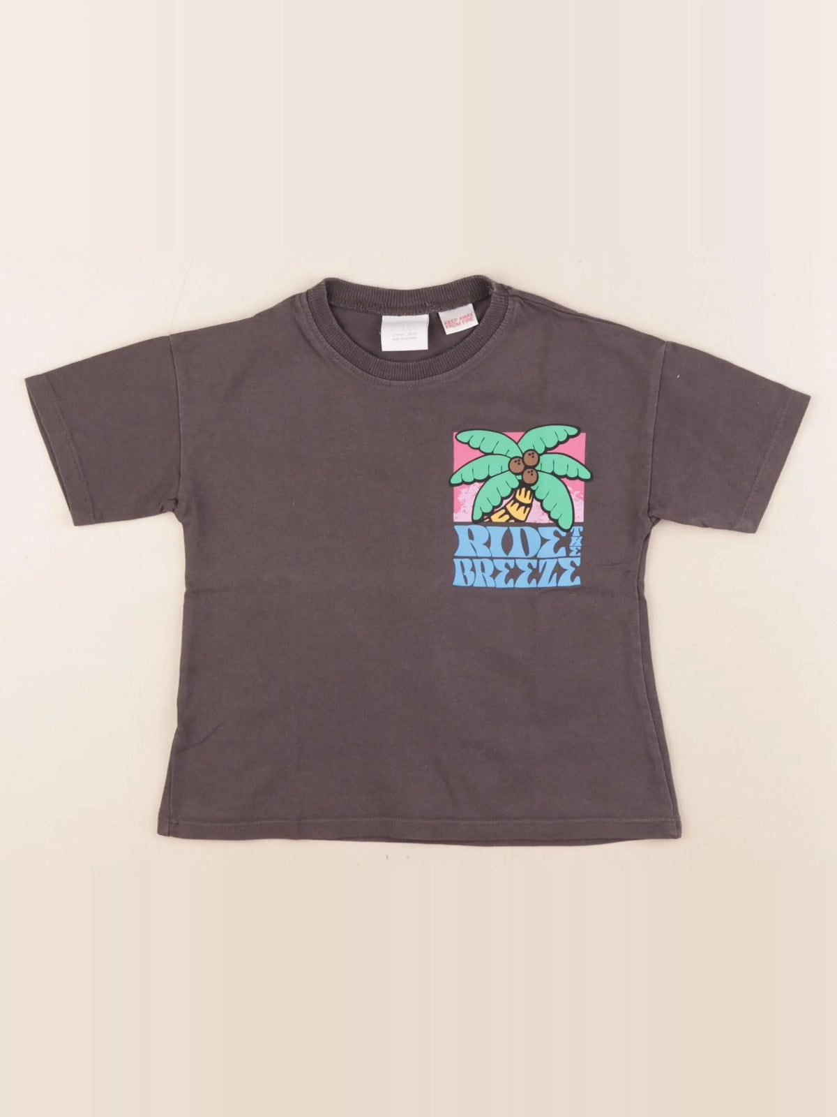 Zara - tee-shirt imprimé au dos gris - 3 ans