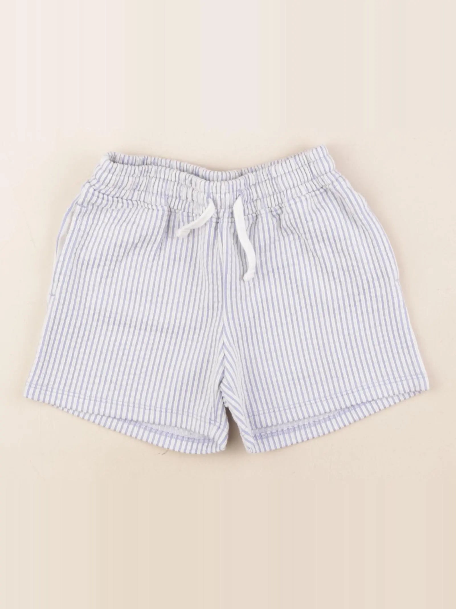 H&M - short bleu, blanc - 18/24 mois