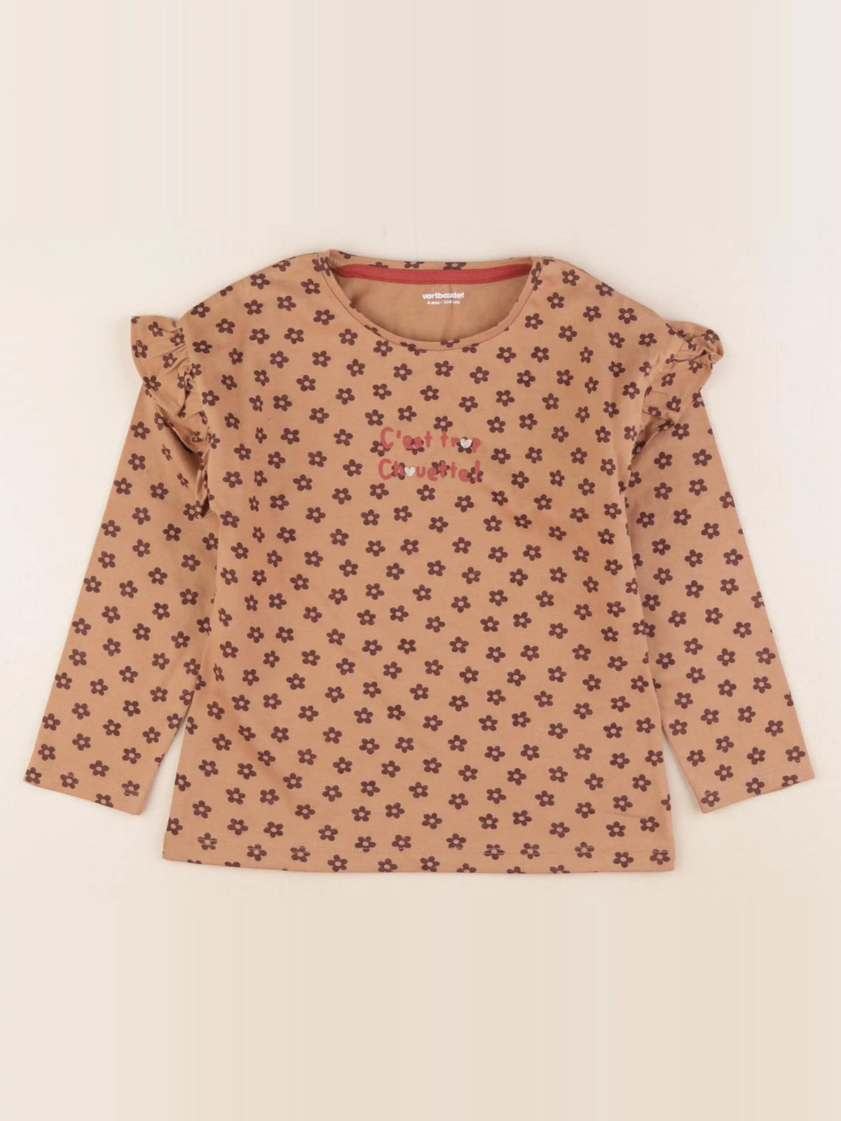 Vertbaudet - tee-shirt marron, or - 4 ans