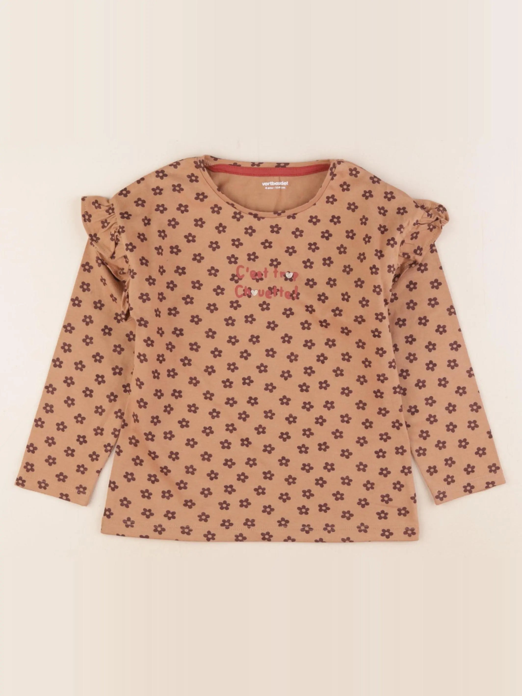 Vertbaudet - tee-shirt marron, or - 4 ans