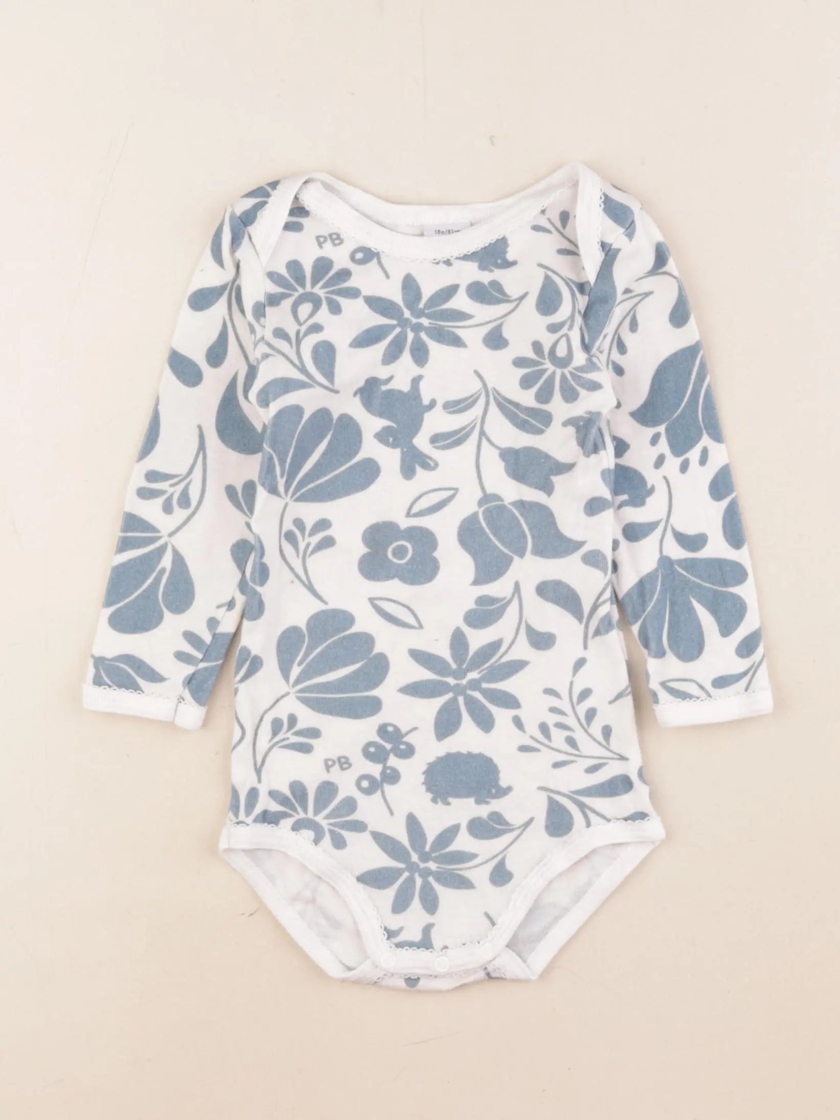 Petit Bateau - body blanc, bleu - 18 mois