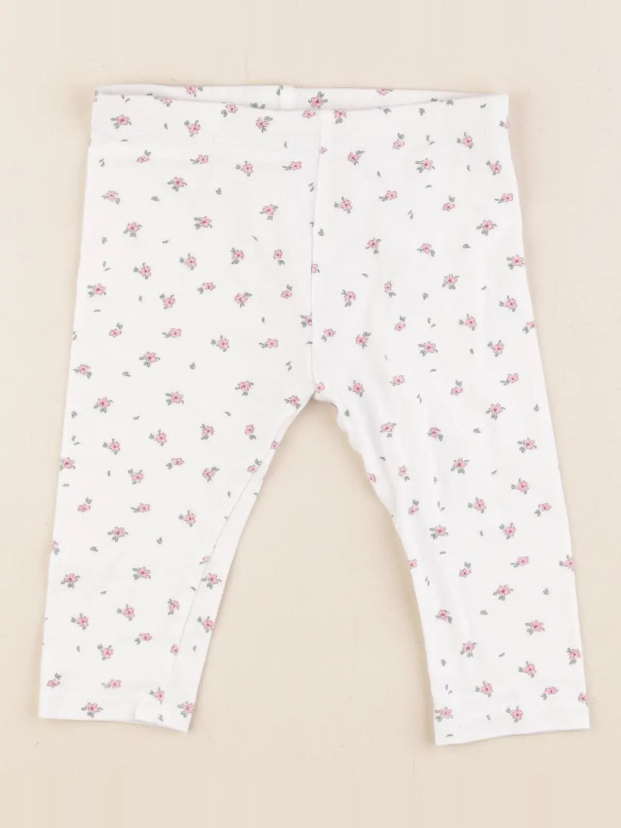 Vertbaudet - legging blanc, rose - 9 mois