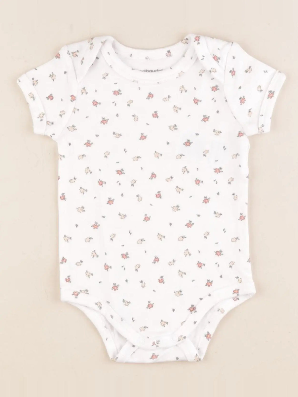 Vertbaudet - body blanc, rose - 9 mois