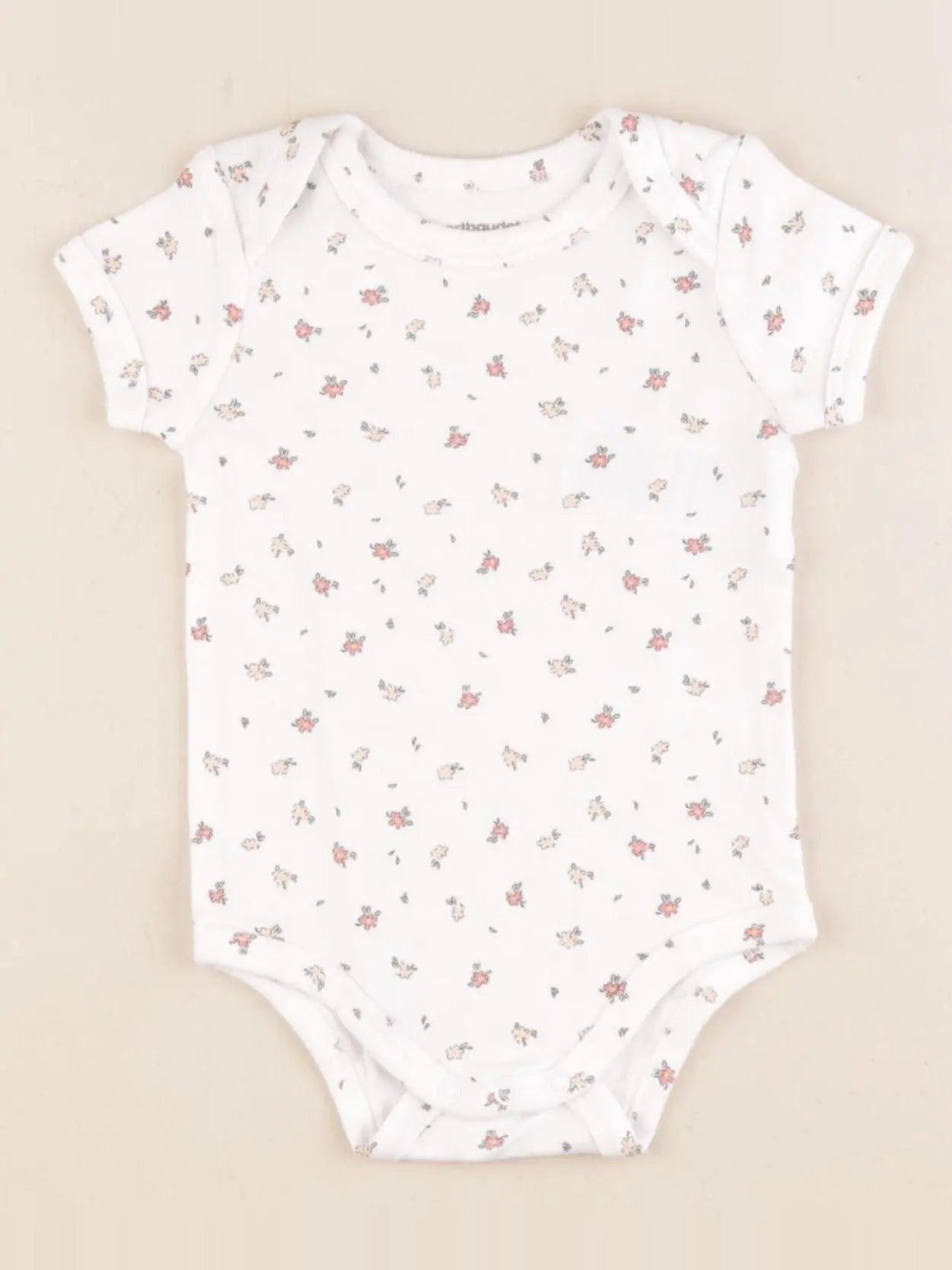 Vertbaudet - body blanc, rose - 9 mois