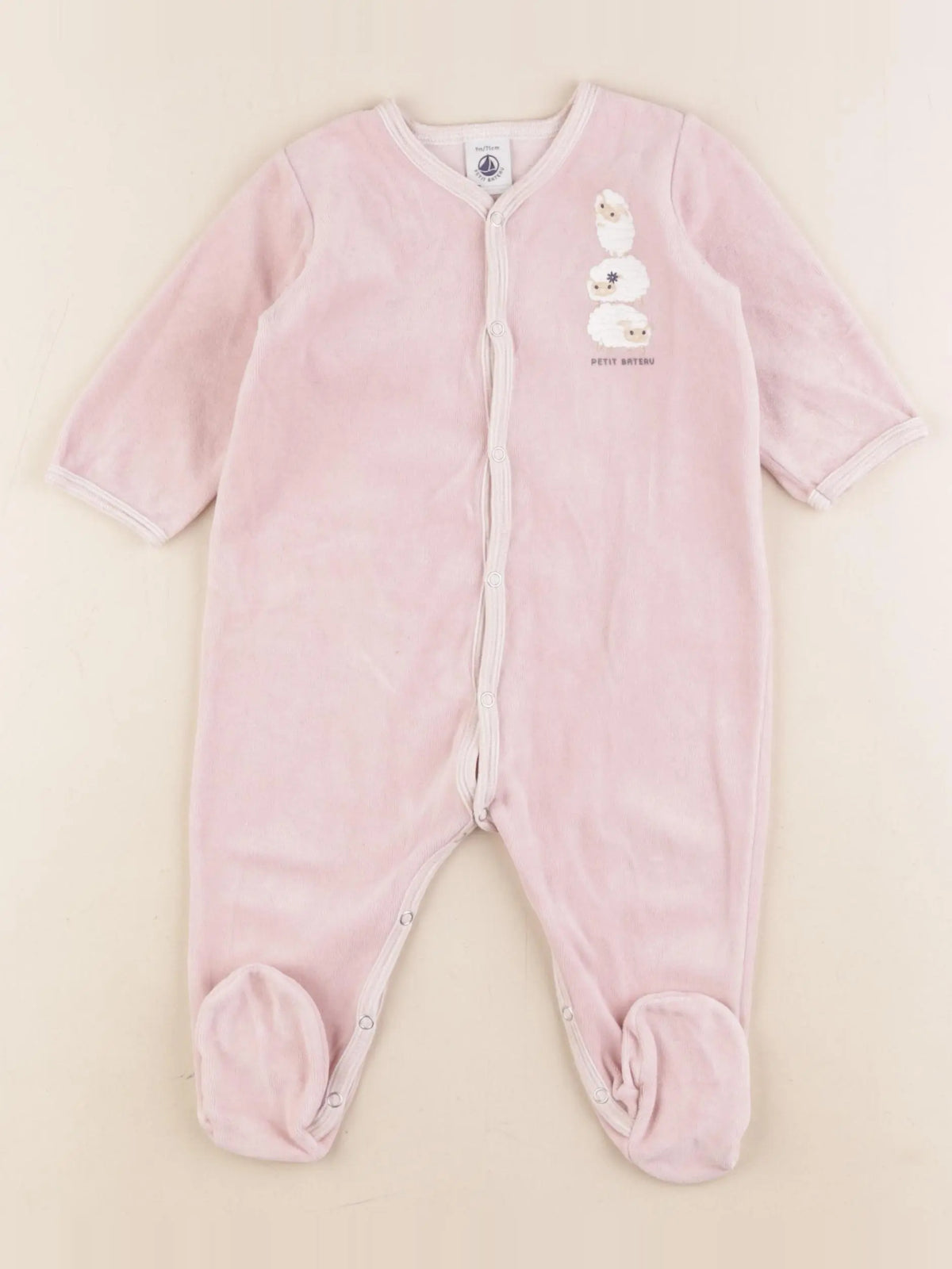 Petit Bateau - pyjama velours rose - 9 mois