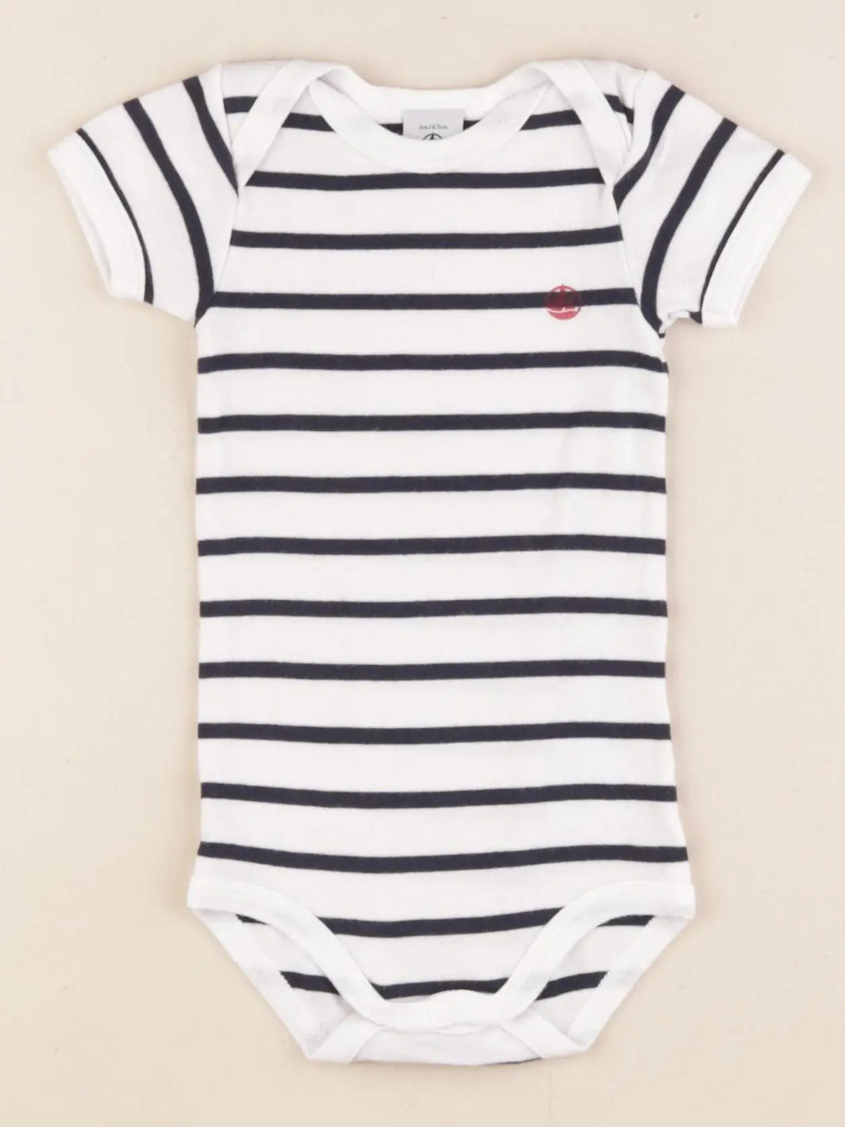 Petit Bateau - body bleu, blanc - 6 mois