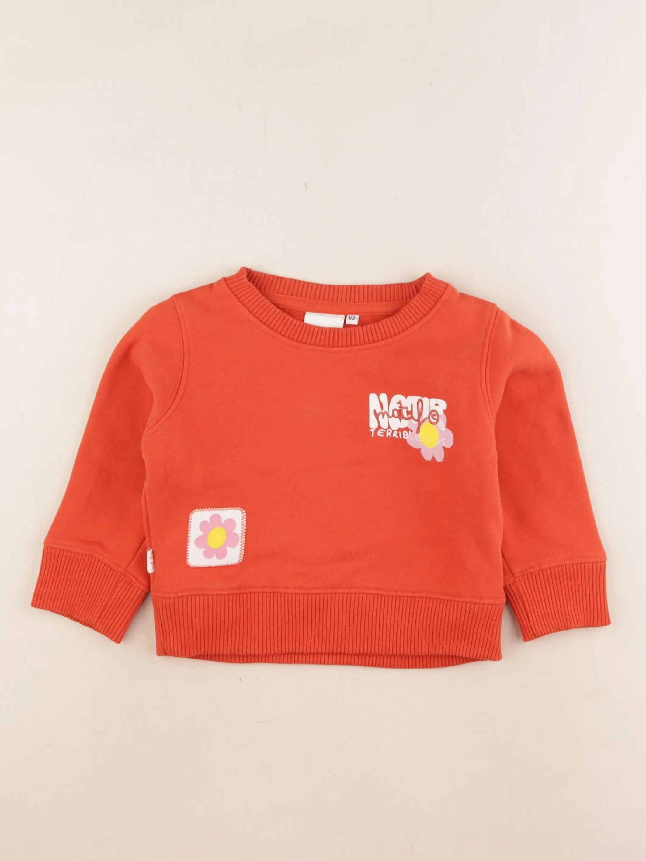 Natif - sweat imprimé au dos orange - 1 an à 2 ans