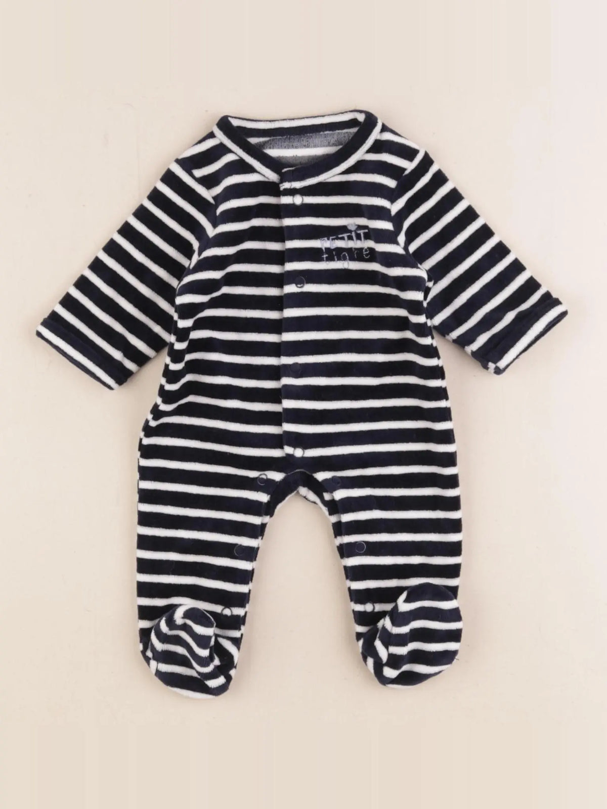 Vertbaudet - pyjama velours bleu - 0 mois