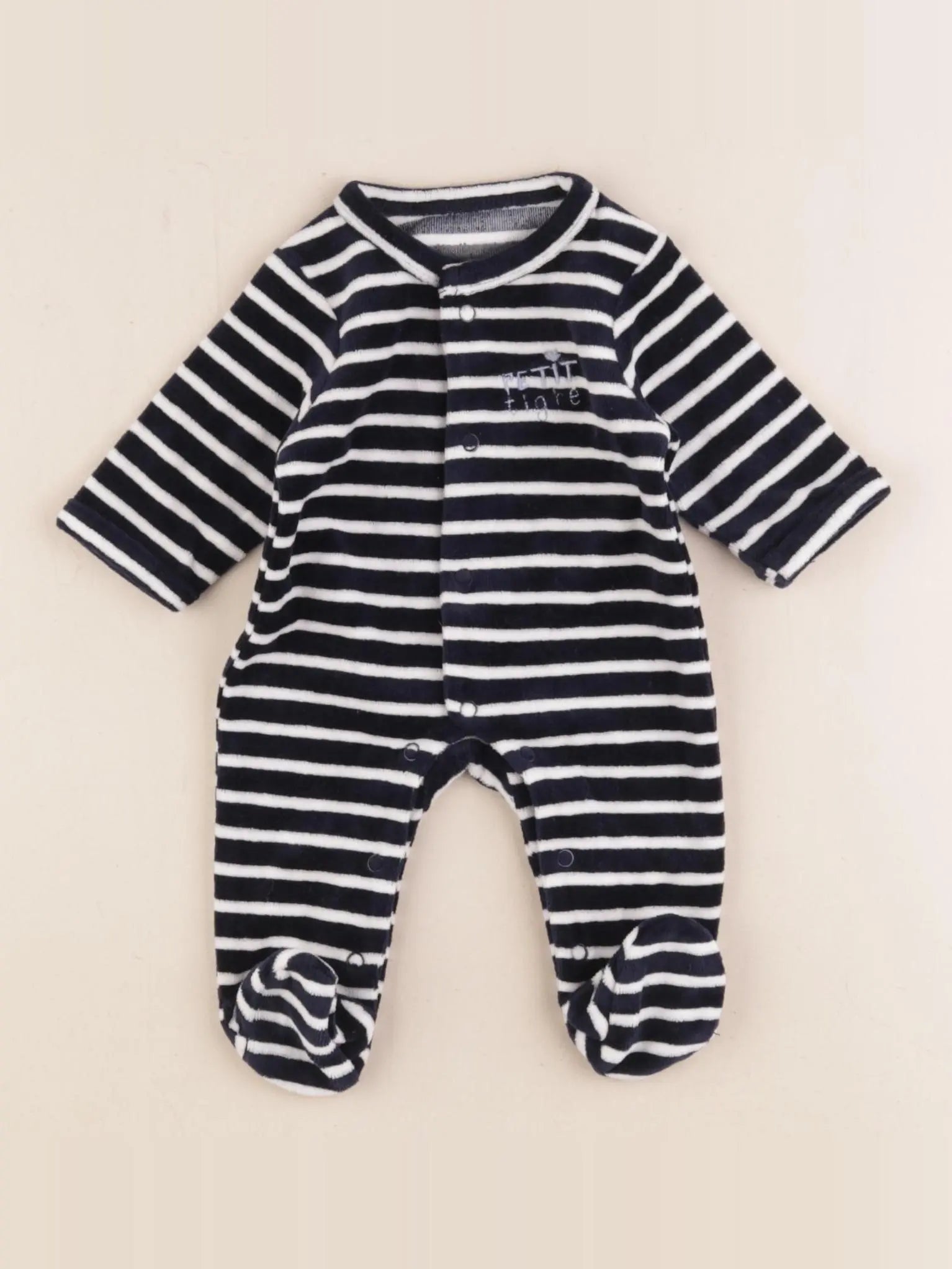 Vertbaudet - pyjama velours bleu - 0 mois