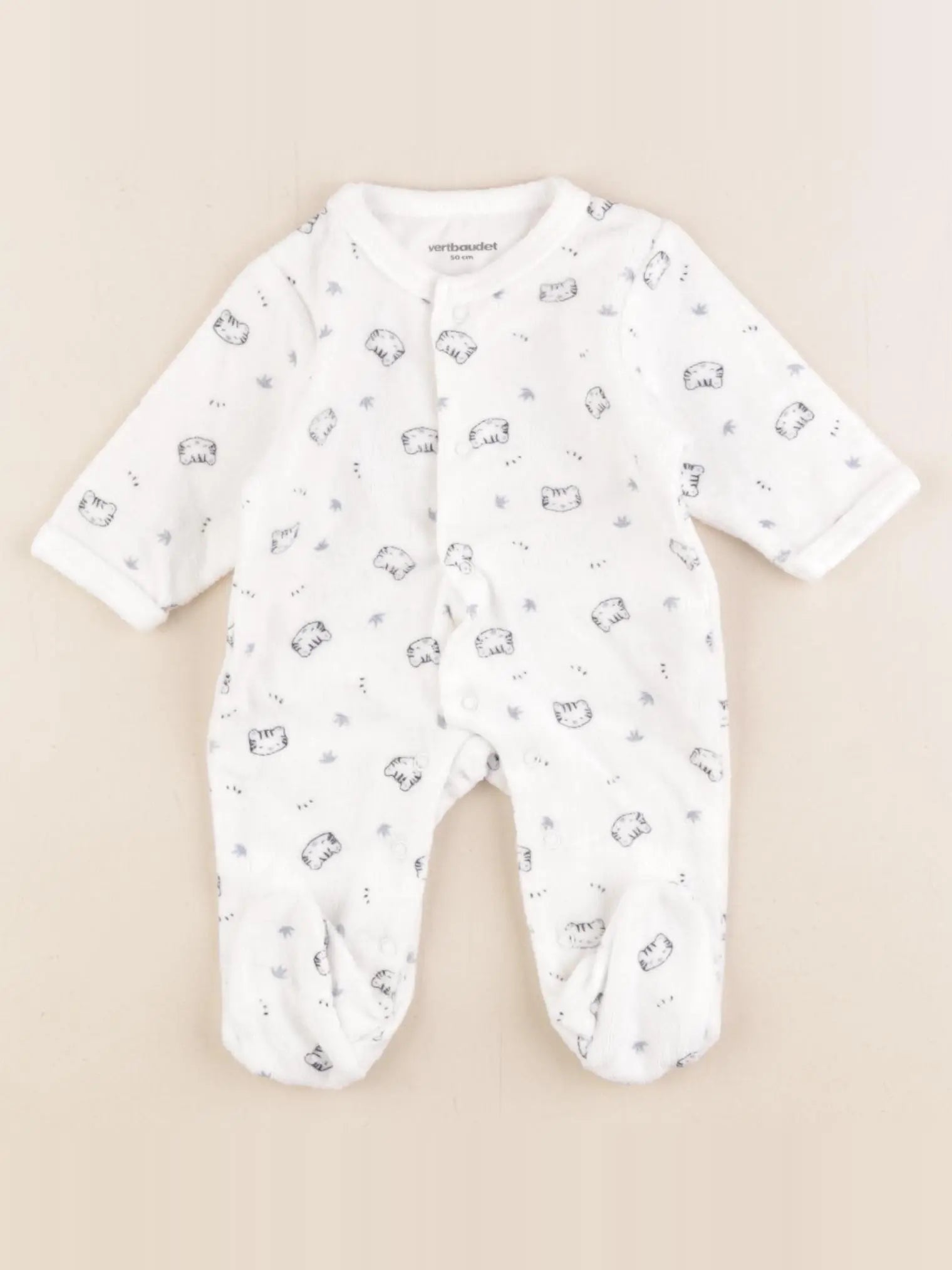 Vertbaudet - pyjama velours blanc - 0 mois
