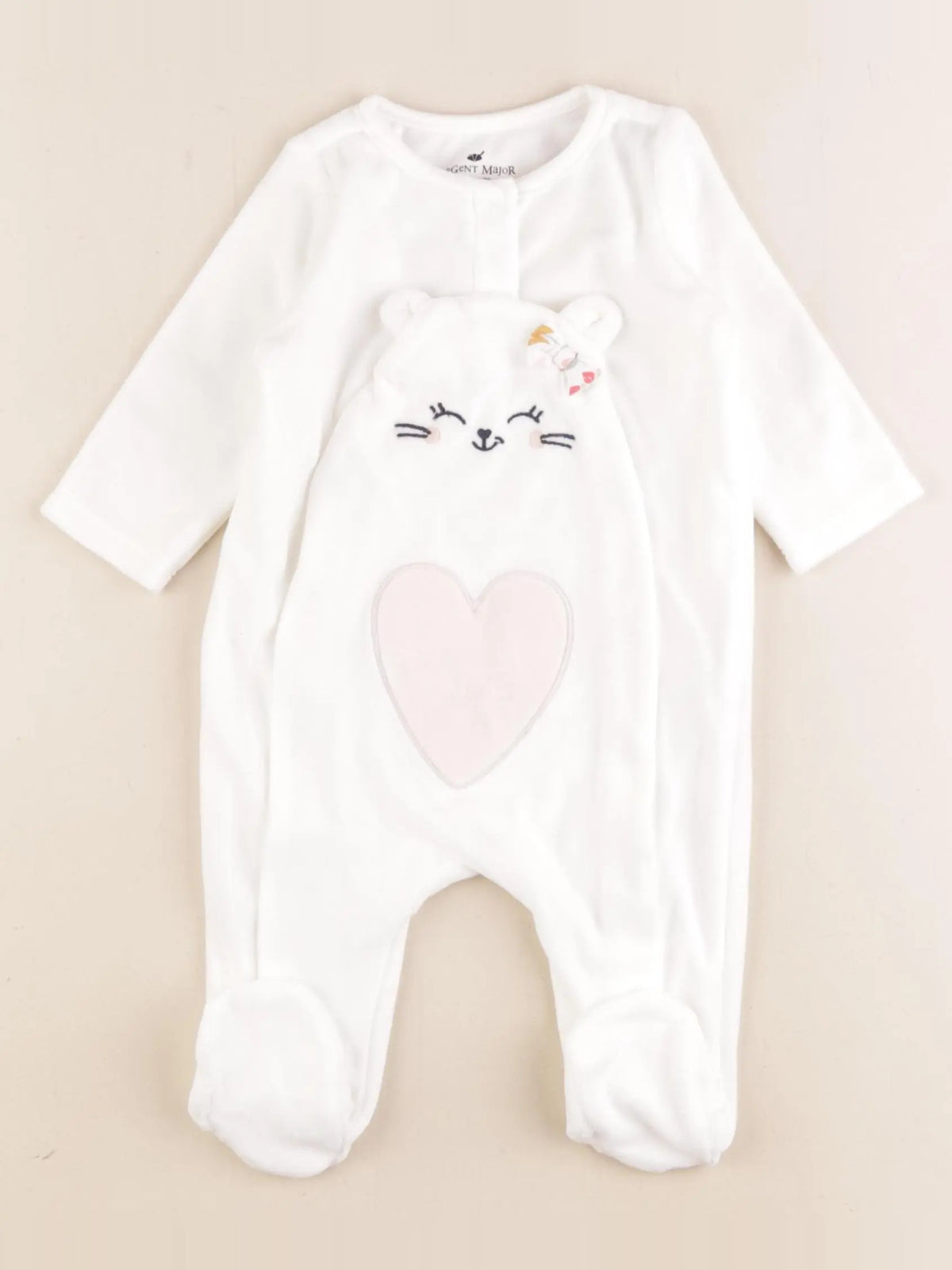 Sergent Major - pyjama velours blanc - 3 mois