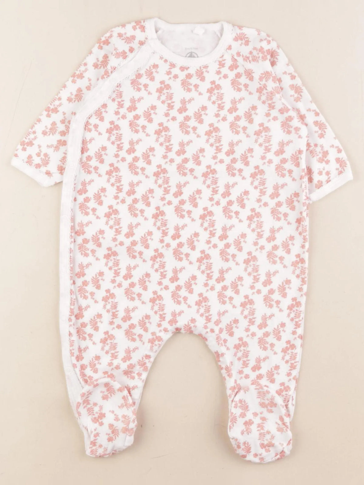 Petit Bateau - pyjama coton blanc, rose - 6 mois