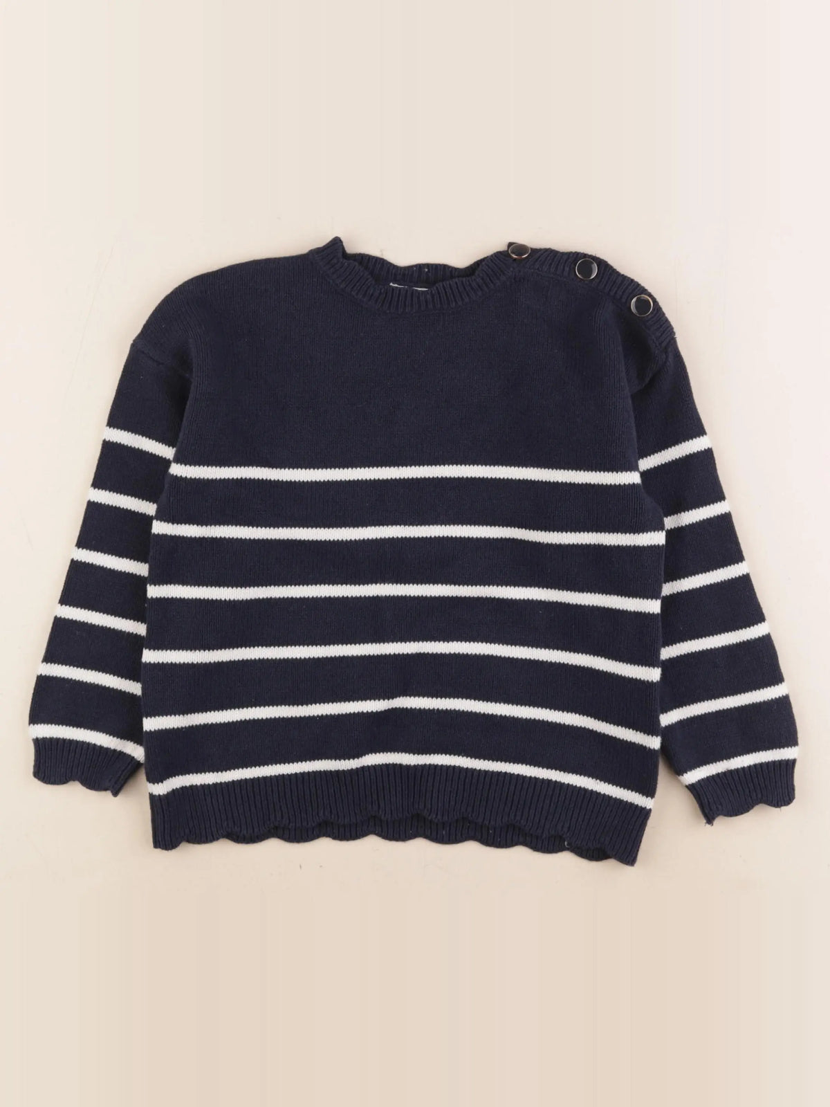 Vertbaudet - pull bleu, blanc - 6 ans