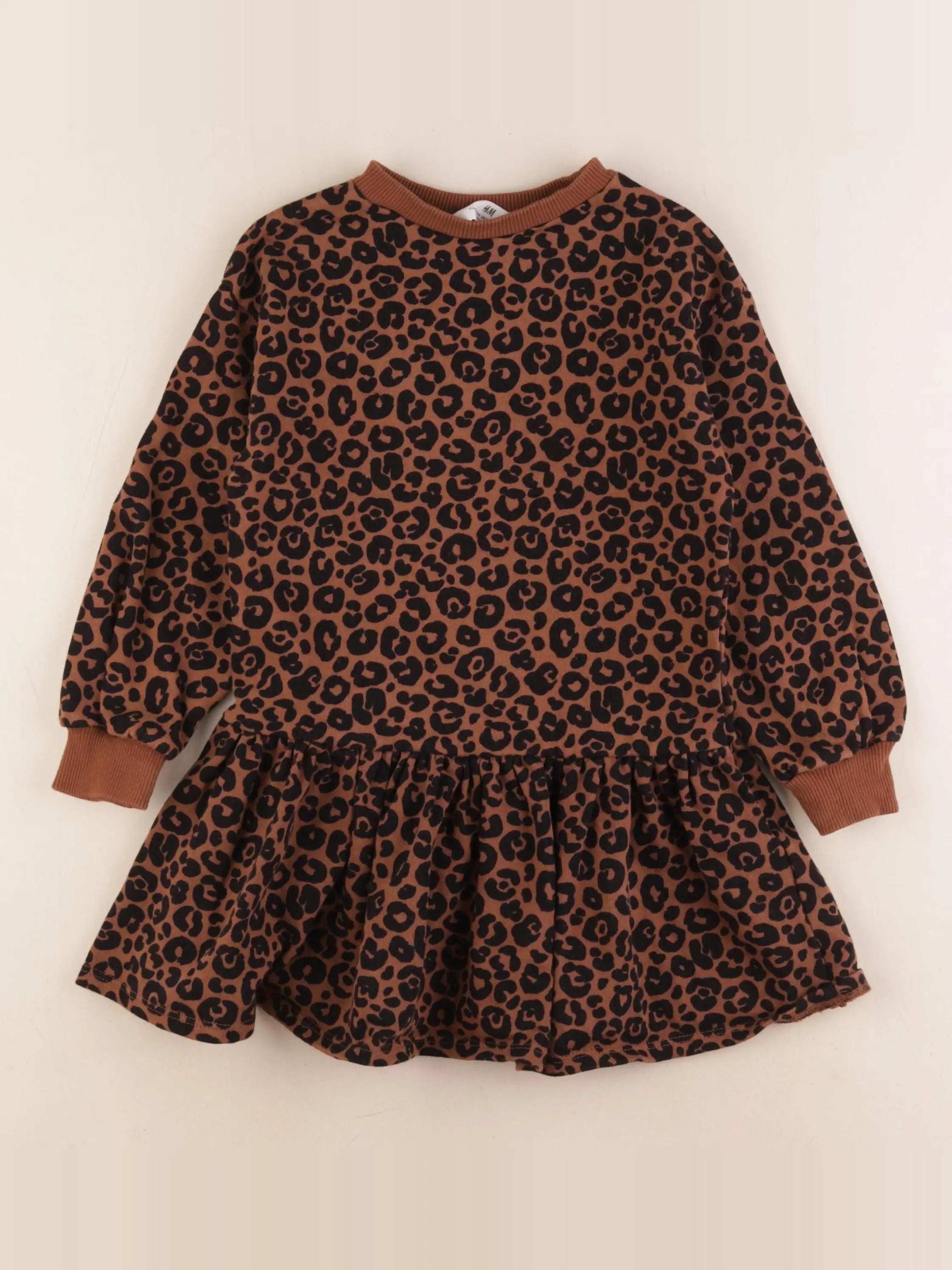 H&M - robe marron, noir - 2/4 ans