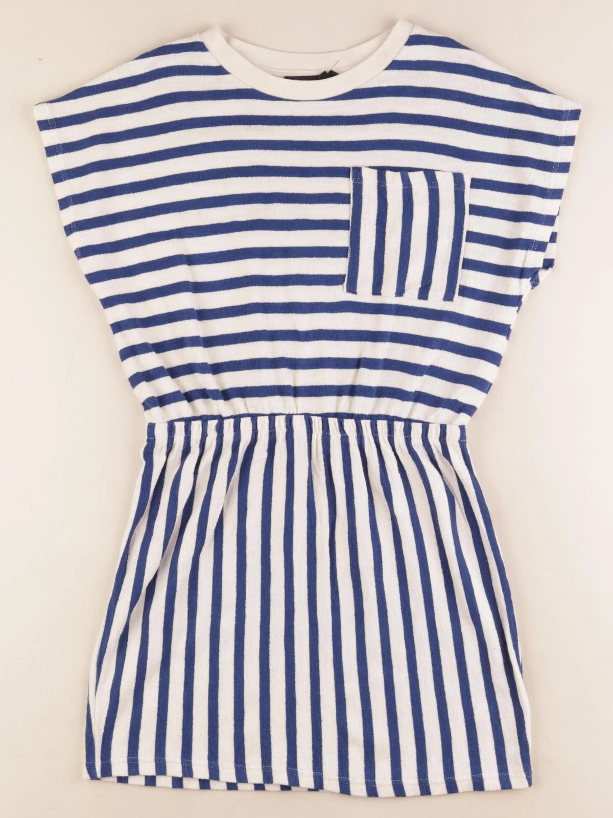 Monoprix - robe beige, bleu - 10 ans
