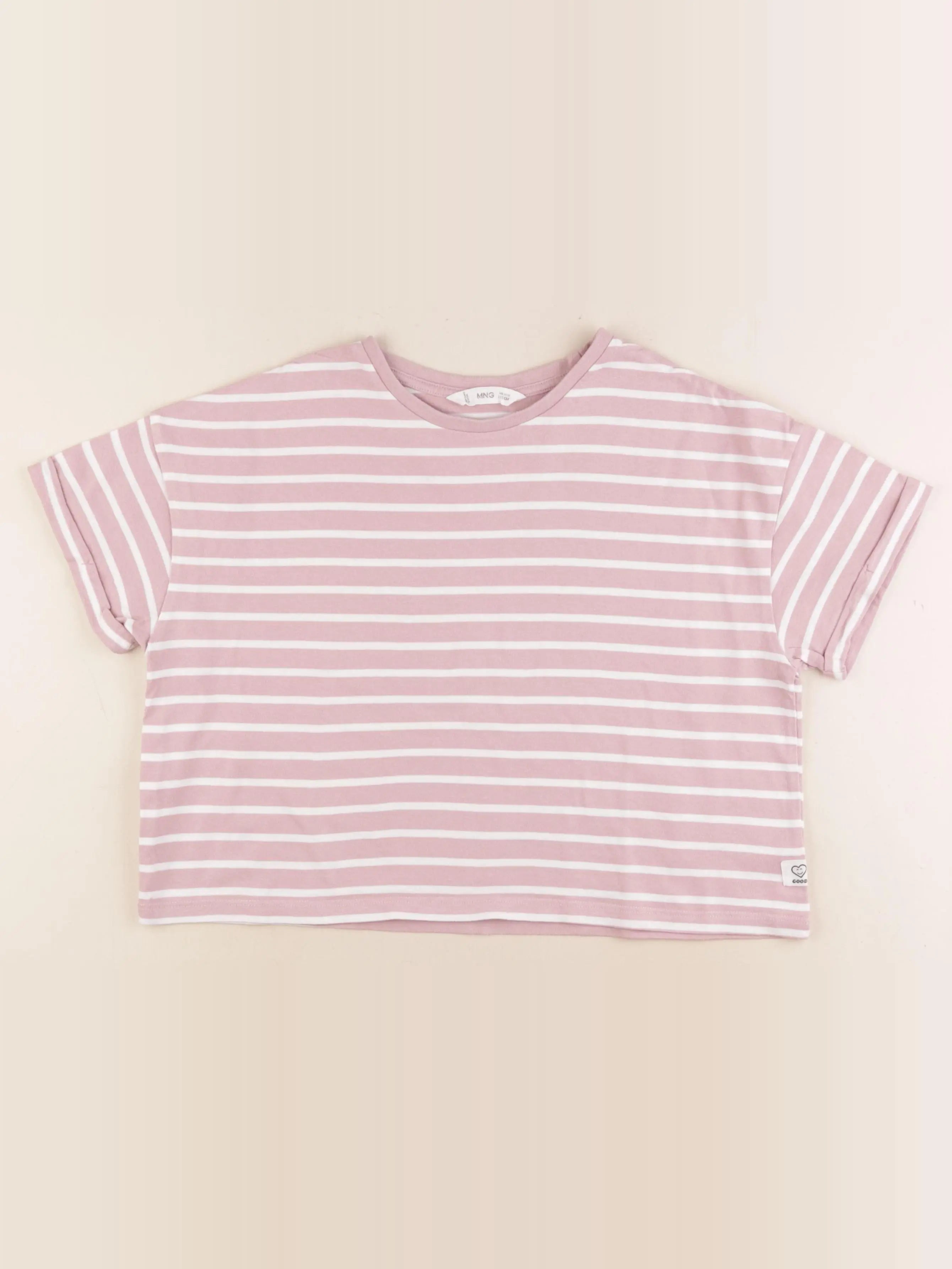 Mango - tee-shirt blanc, rose - 11/12 ans