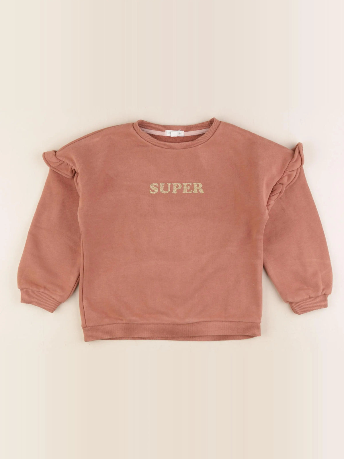 Vertbaudet - sweat marron, or - 6 ans