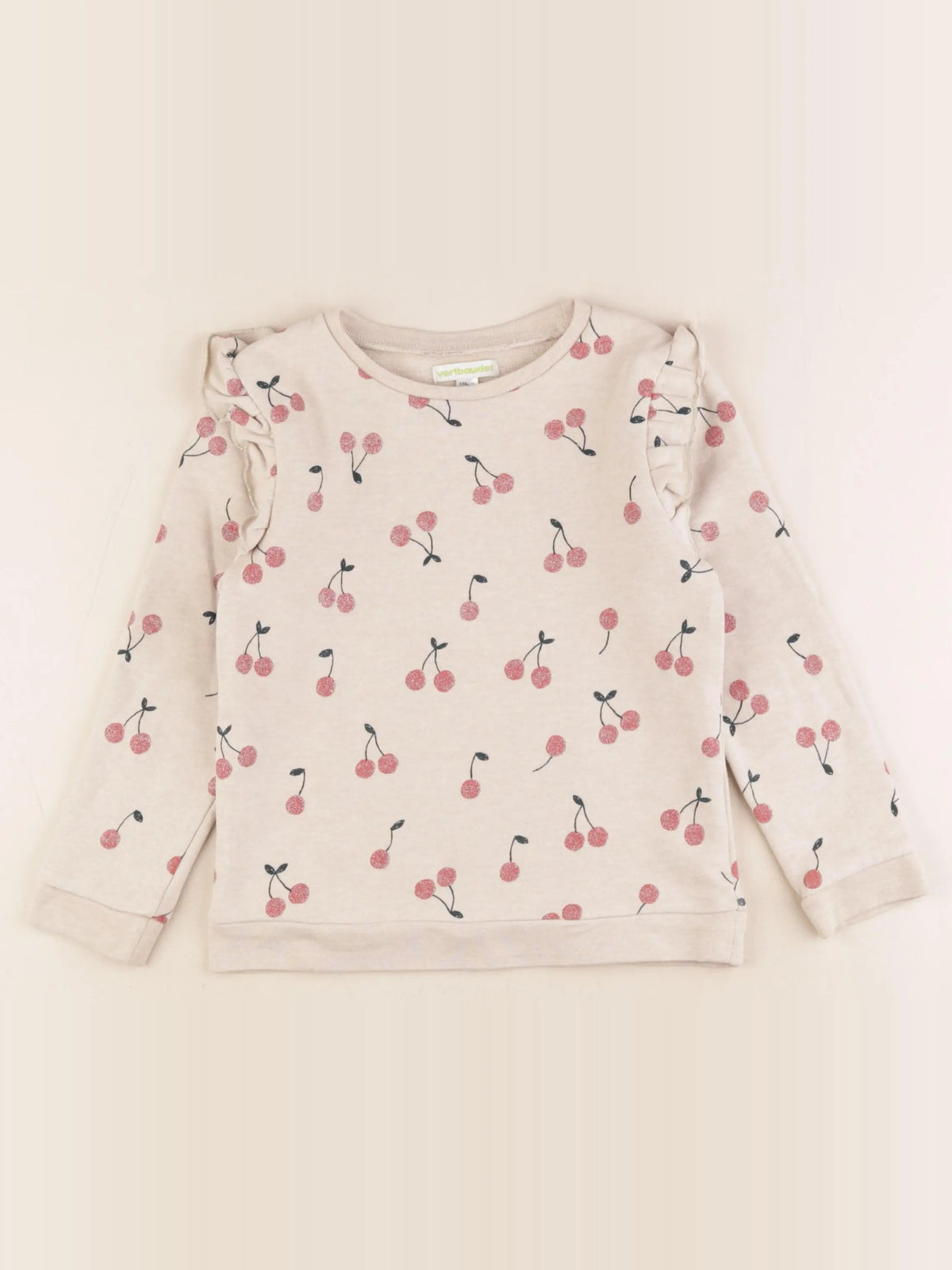 Vertbaudet - sweat beige, argent - 6 ans