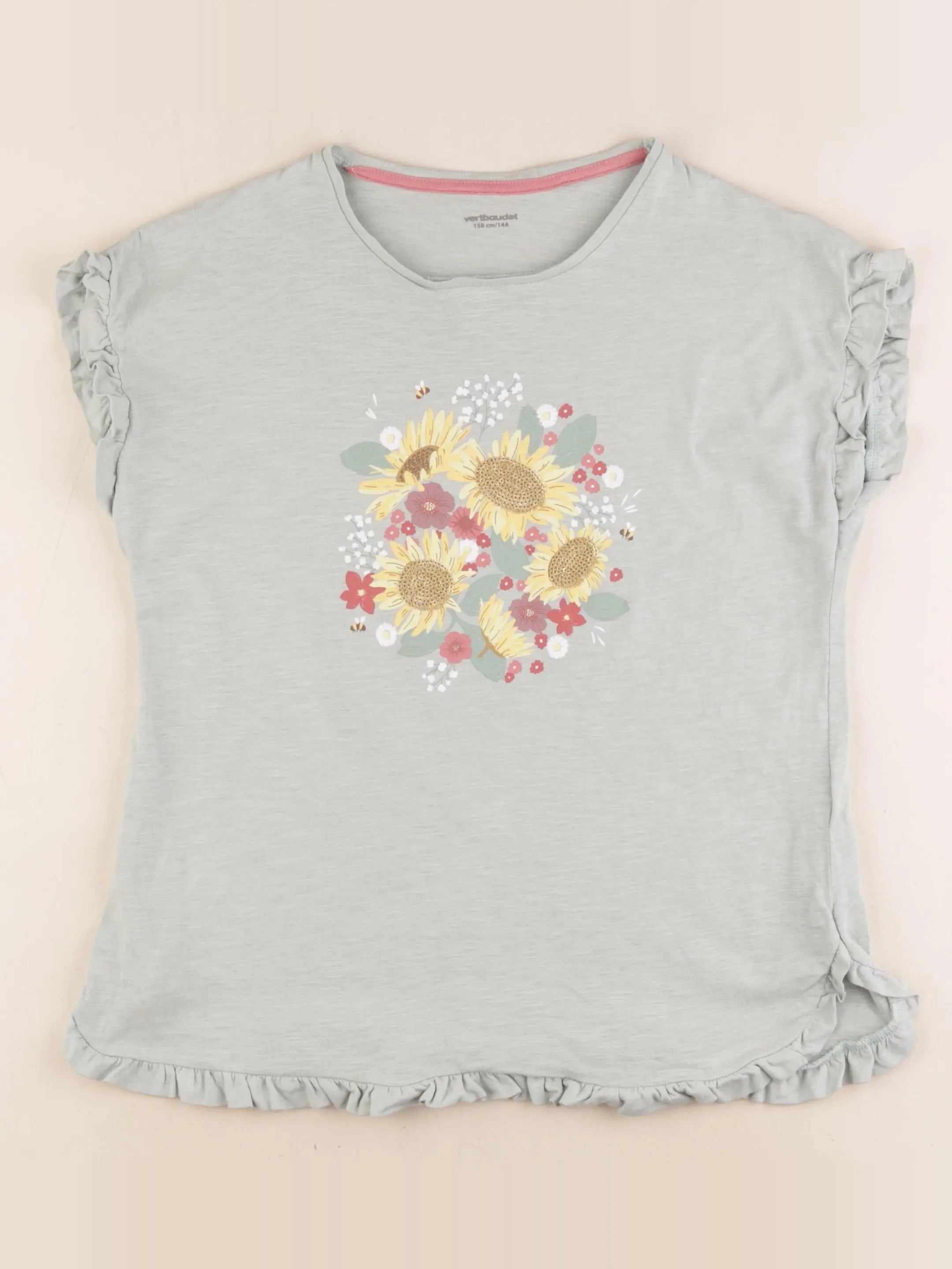 Vertbaudet - tee-shirt vert, or - 14 ans