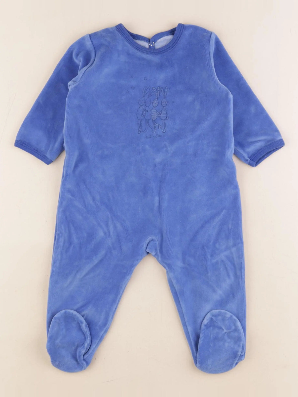 Petit Bateau - pyjama velours bleu - 12 mois