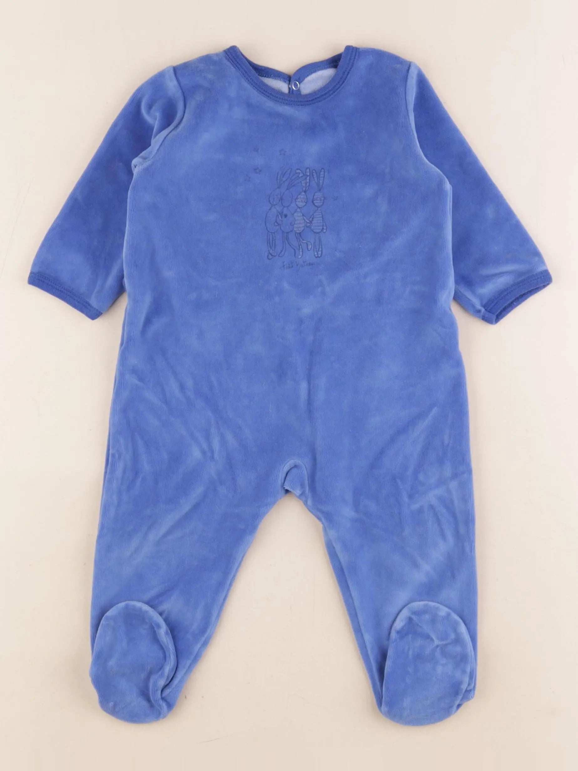 Petit Bateau - pyjama velours bleu - 12 mois