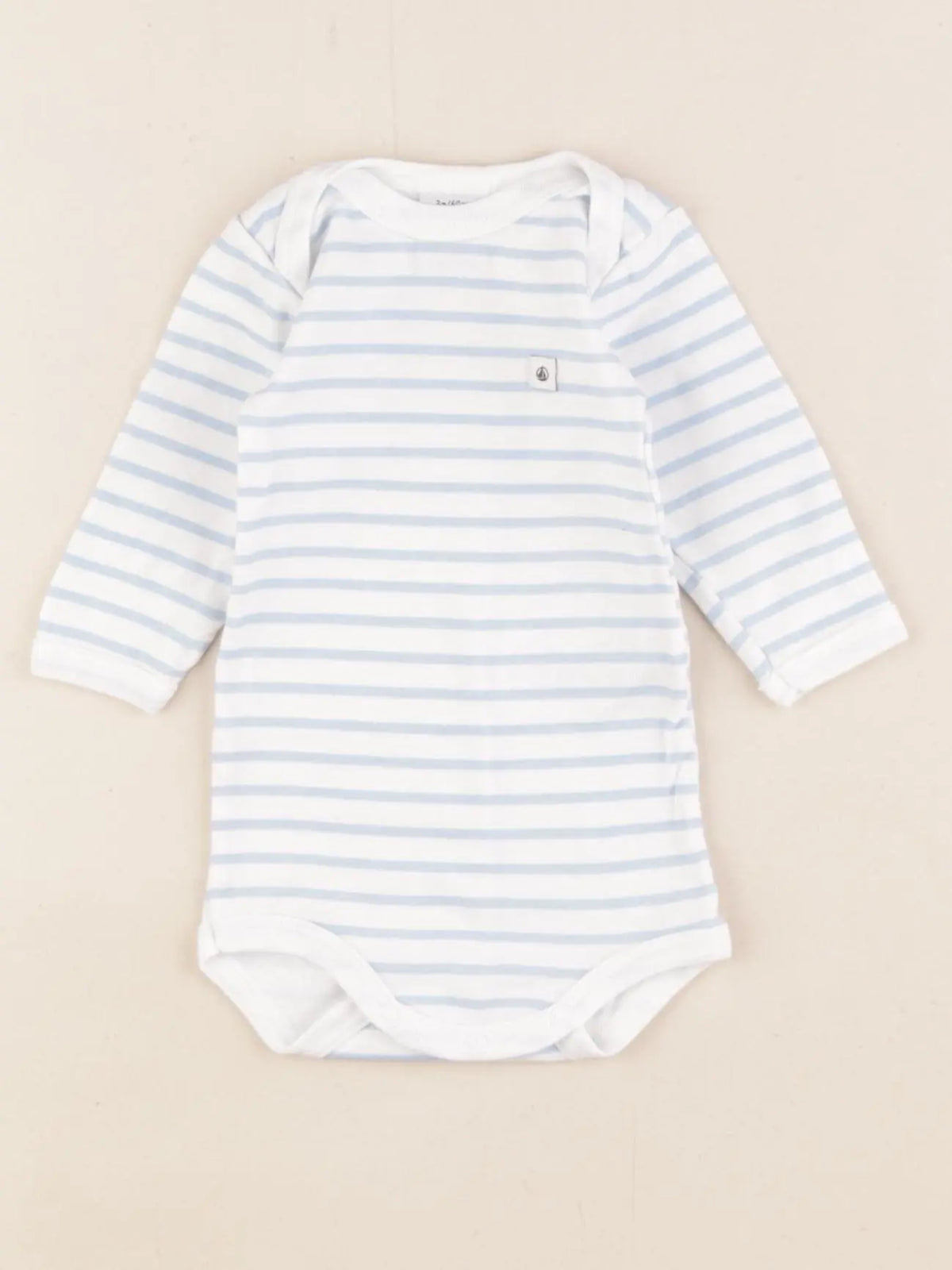 Petit Bateau - body blanc, bleu - 3 mois