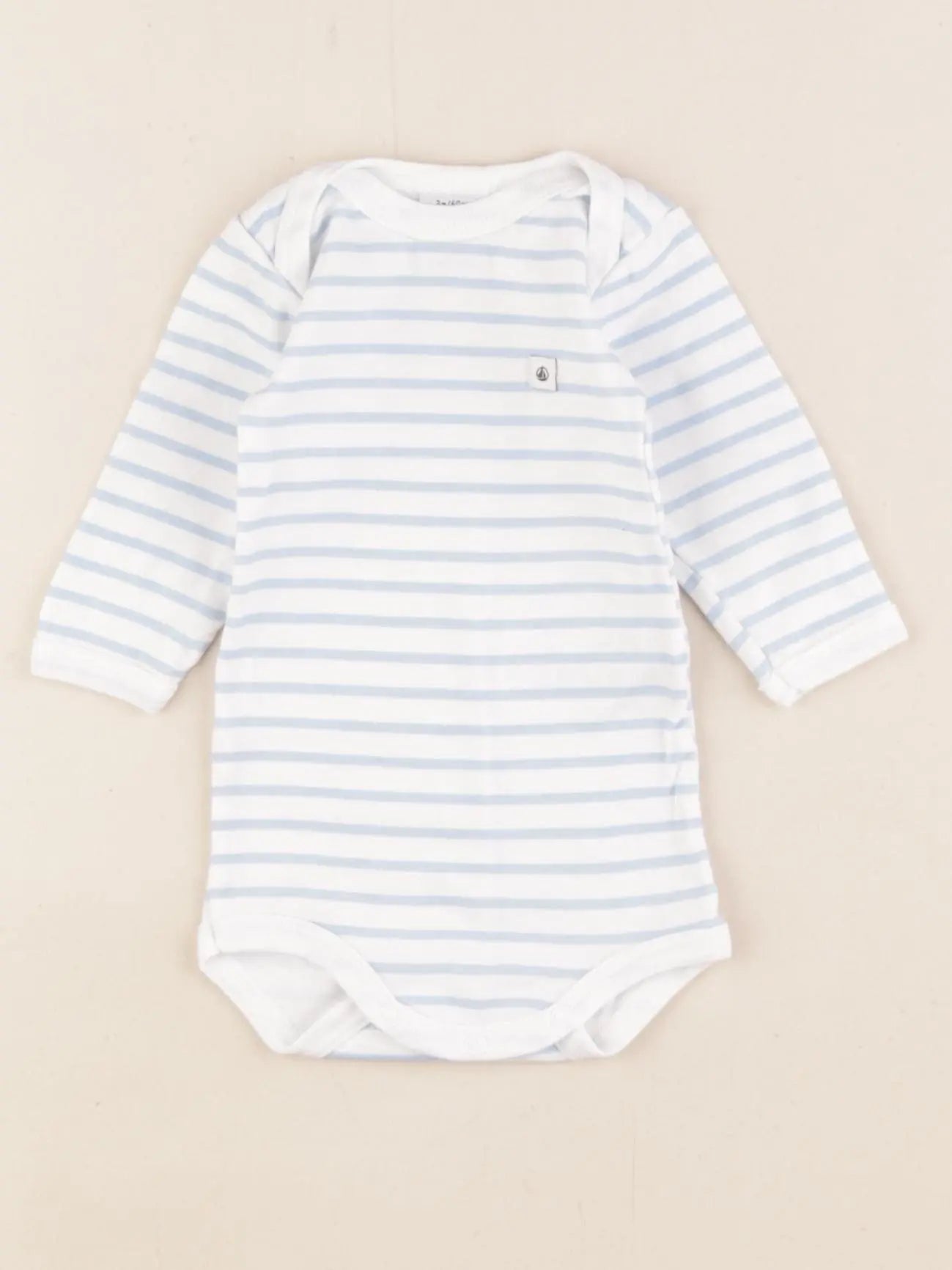 Petit Bateau - body blanc, bleu - 3 mois
