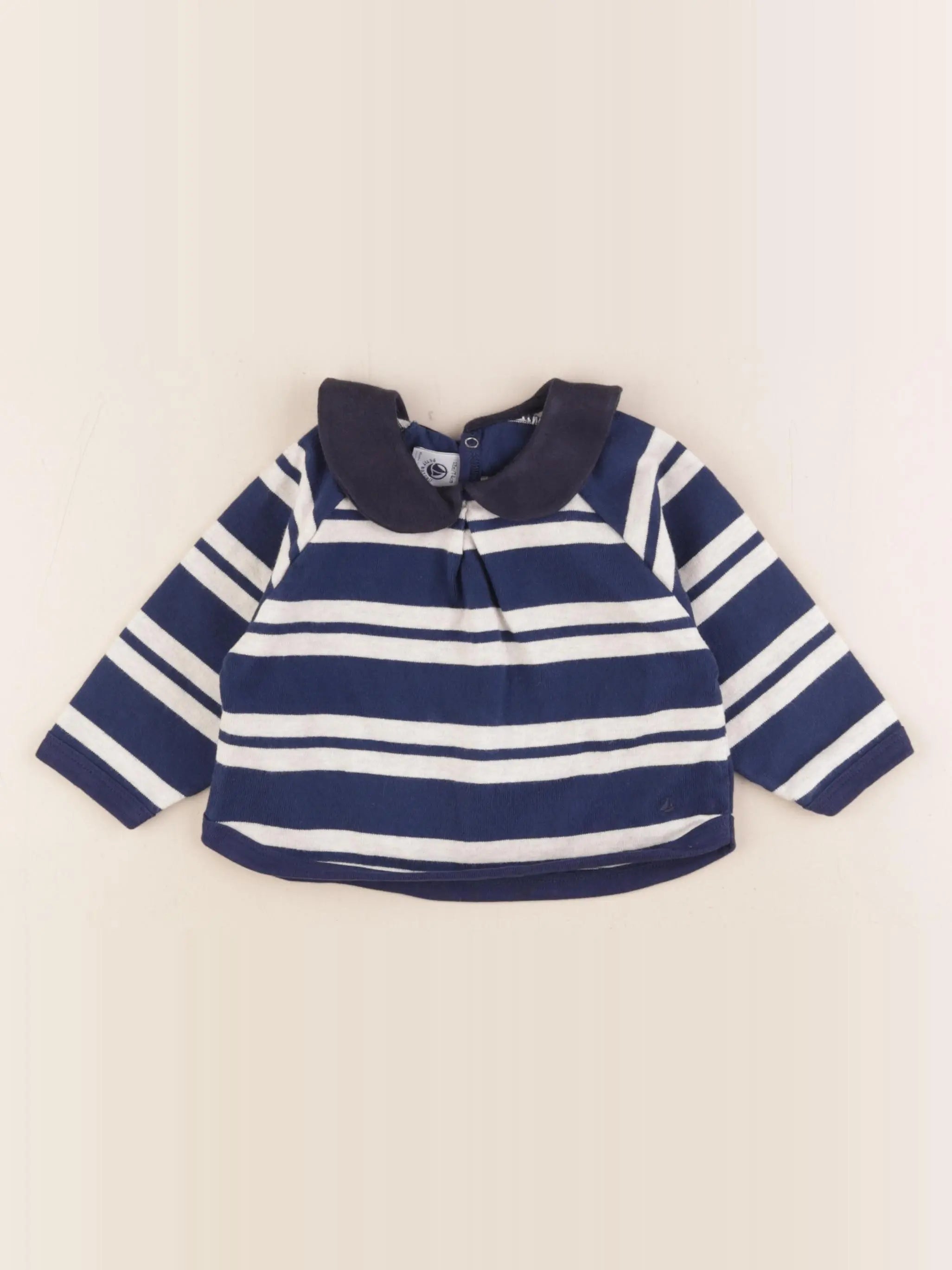 Petit Bateau - pull blanc, bleu - 12 mois