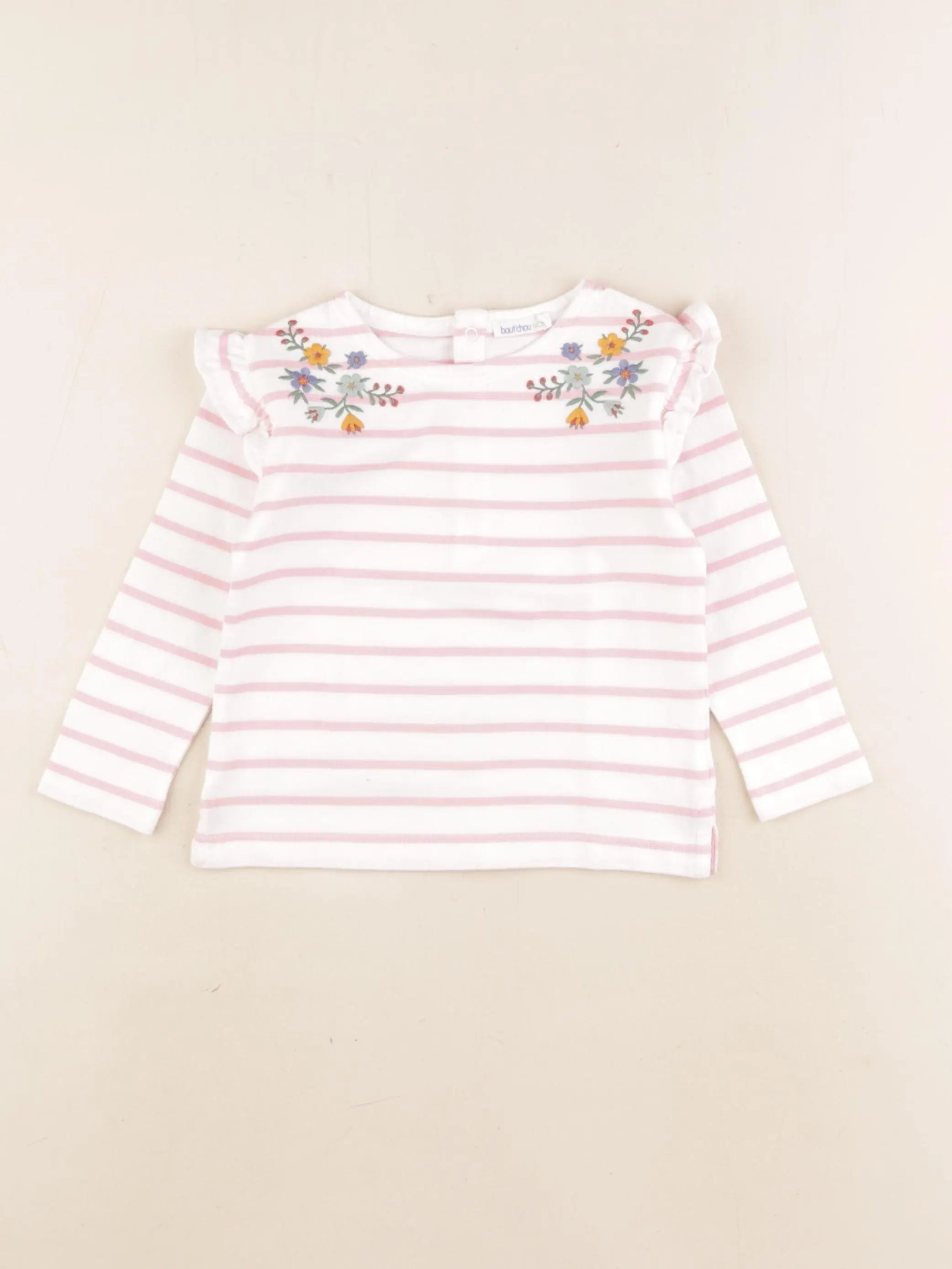 Boutchou - tee-shirt blanc, rose - 18 mois