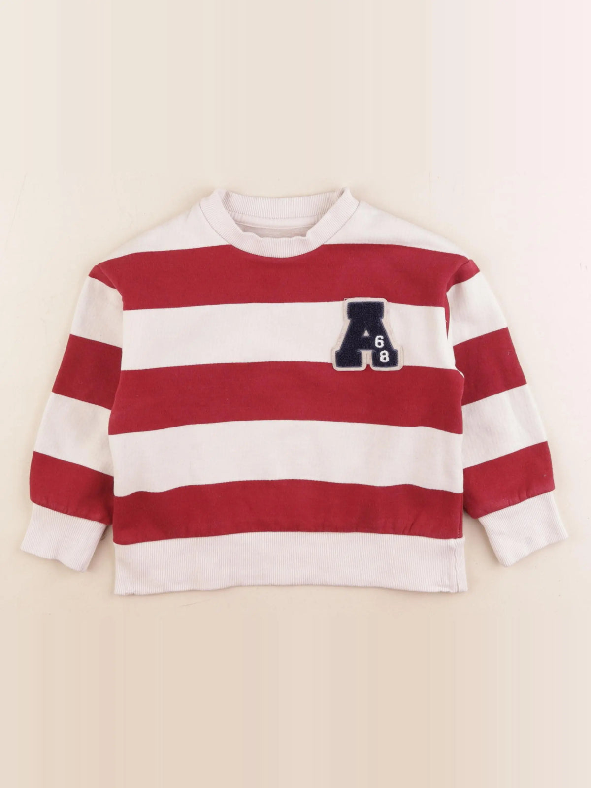 Vertbaudet - sweat blanc, rouge - 4 ans
