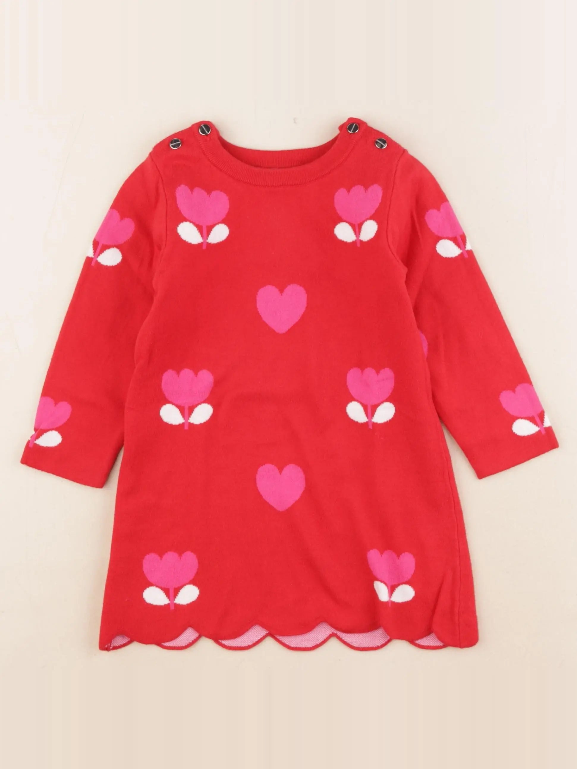 Jacadi - robe rouge, rose - 2 ans