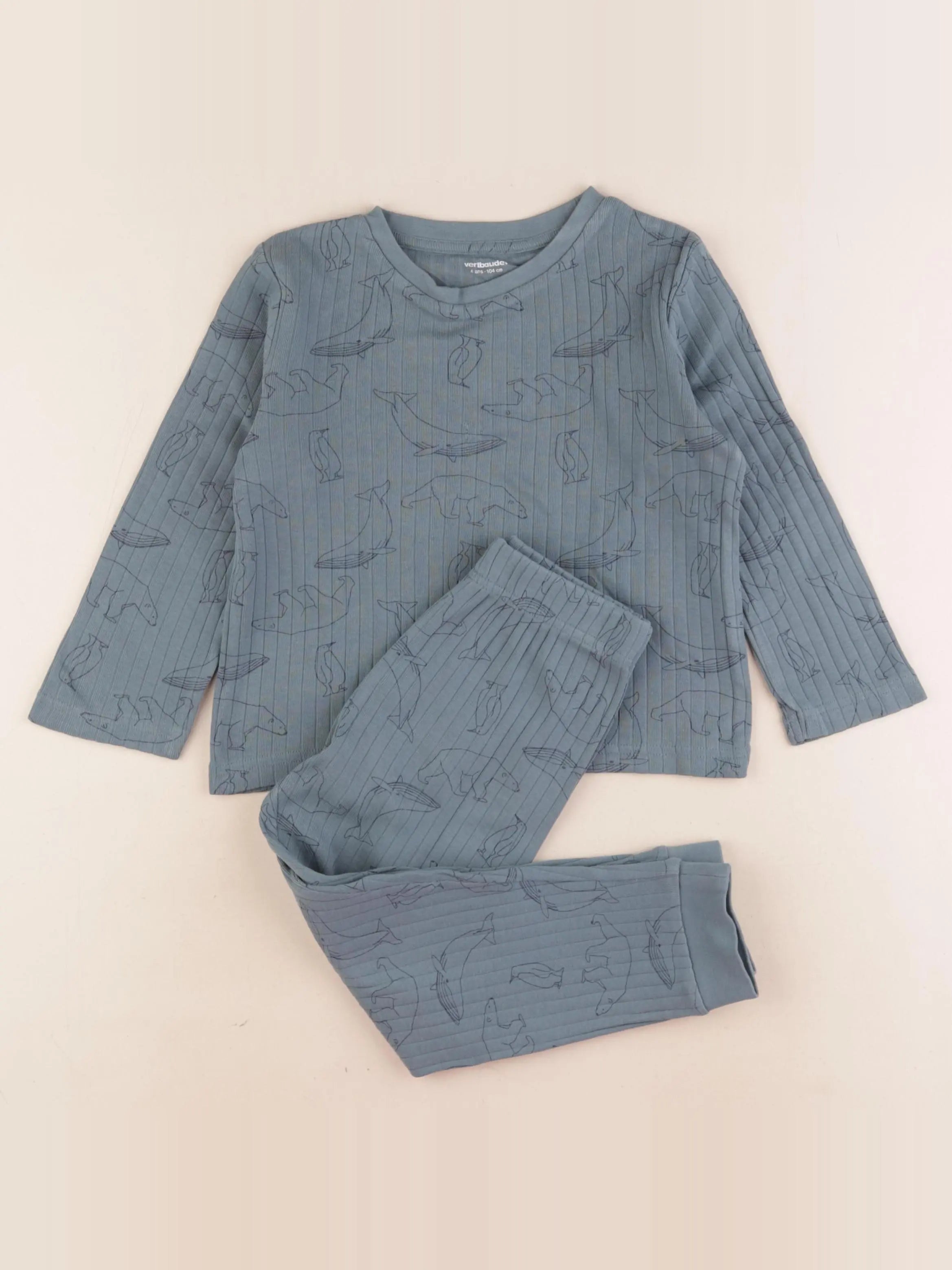Vertbaudet - pyjama coton vert - 4 ans