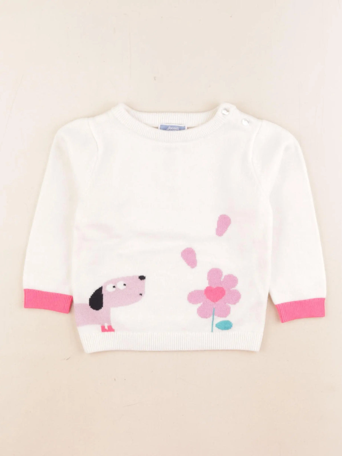 Jacadi - pull beige, rose - 2 ans