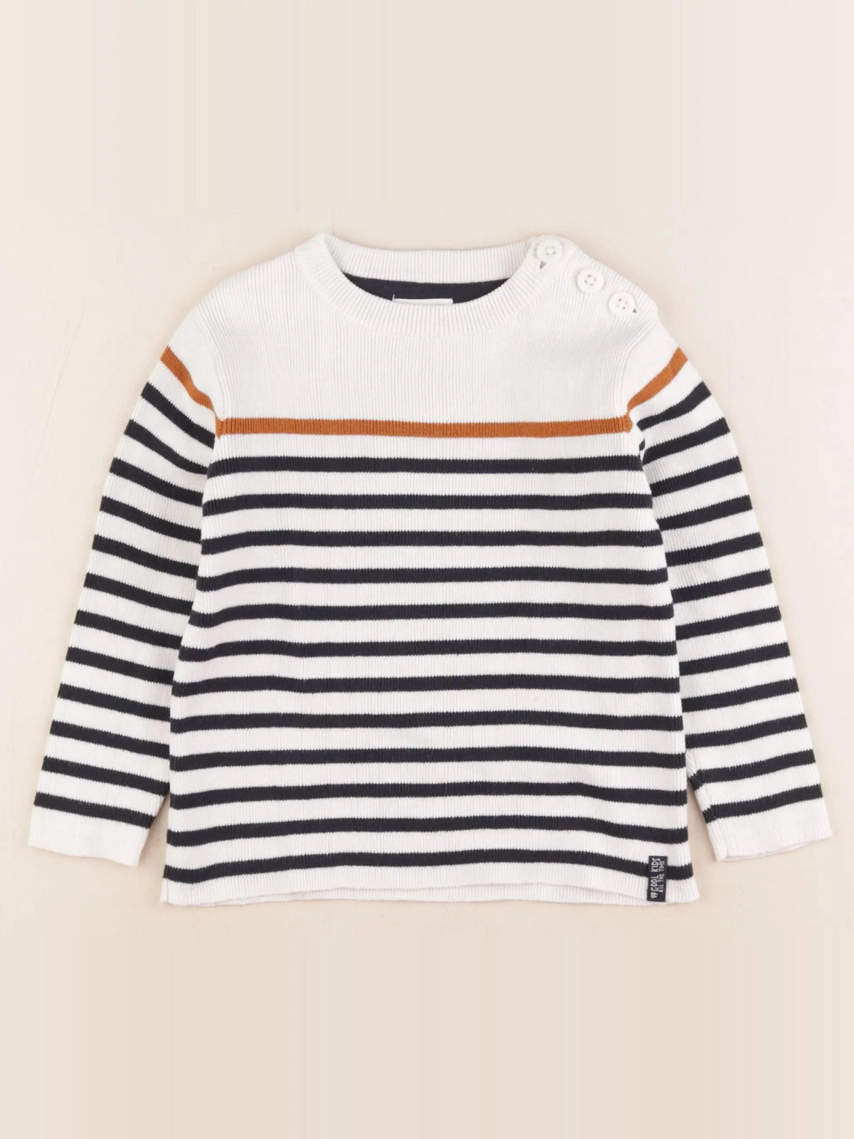 Vertbaudet - pull blanc, bleu - 3 ans