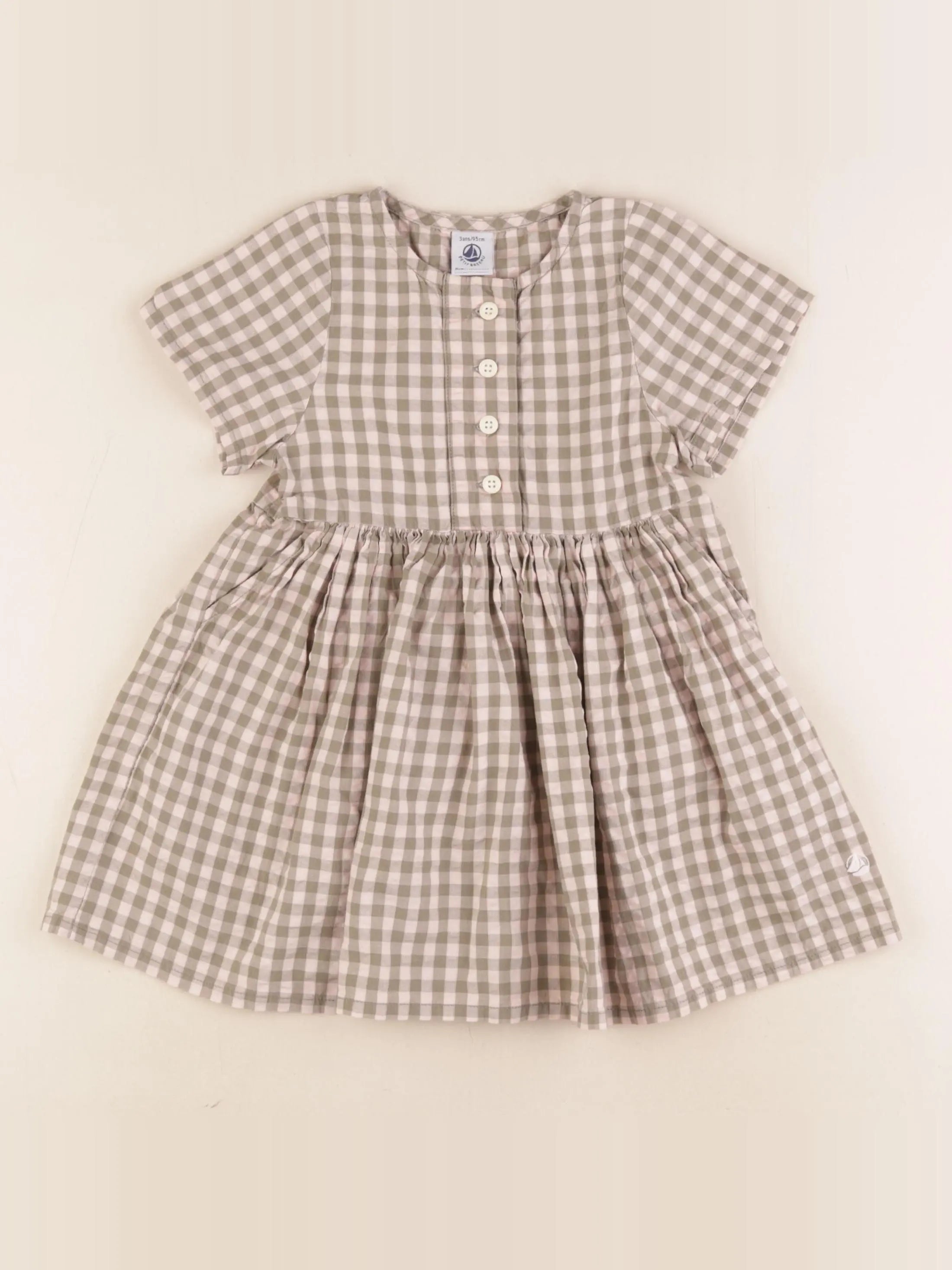 Petit Bateau - robe vert, rose - 3 ans